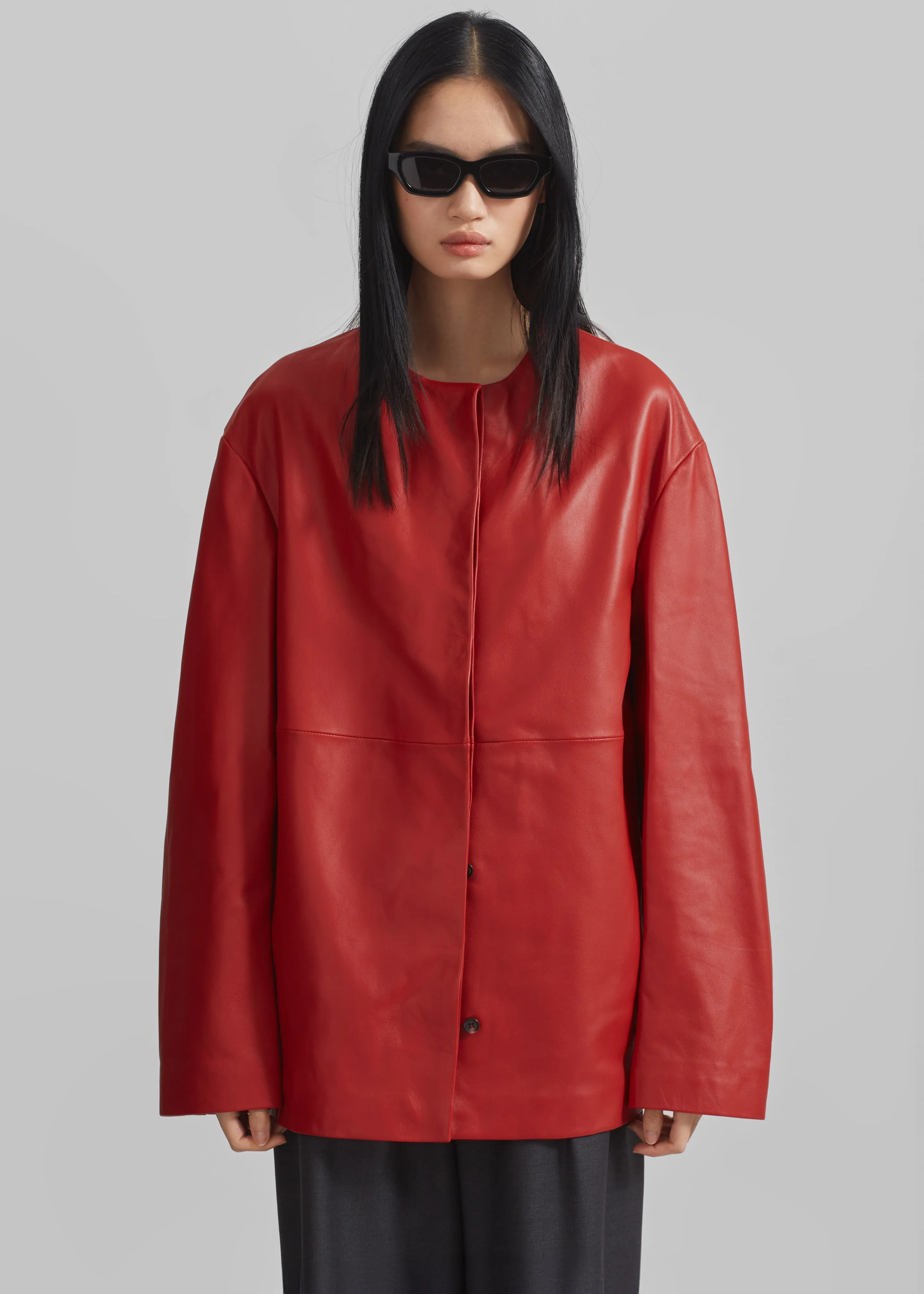 Loulou Studio Atalia Round Neck Coat - Tomato sold by Frankie Shop product image thumbnail 4