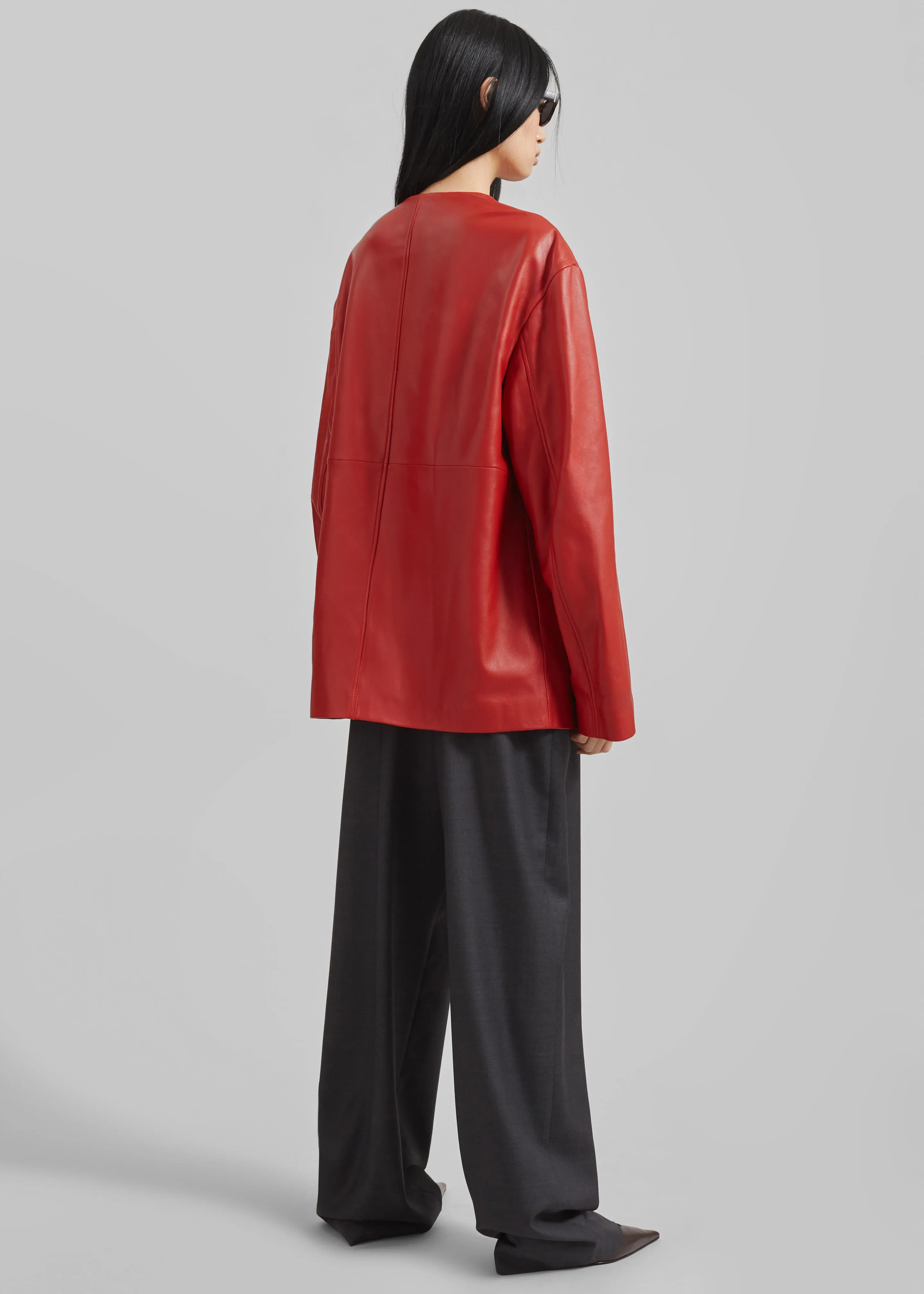 Loulou Studio Atalia Round Neck Coat - Tomato sold by Frankie Shop product image thumbnail 5
