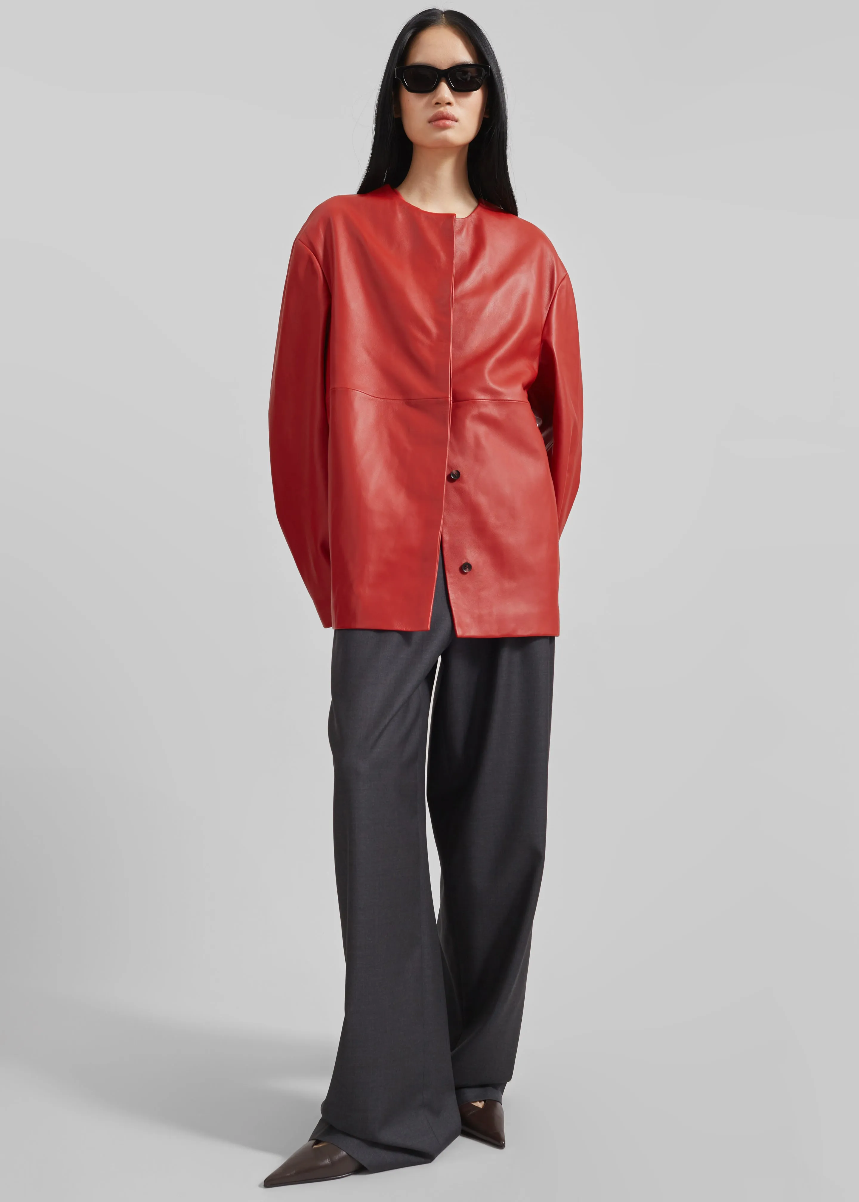 Loulou Studio Atalia Round Neck Coat - Tomato sold by Frankie Shop