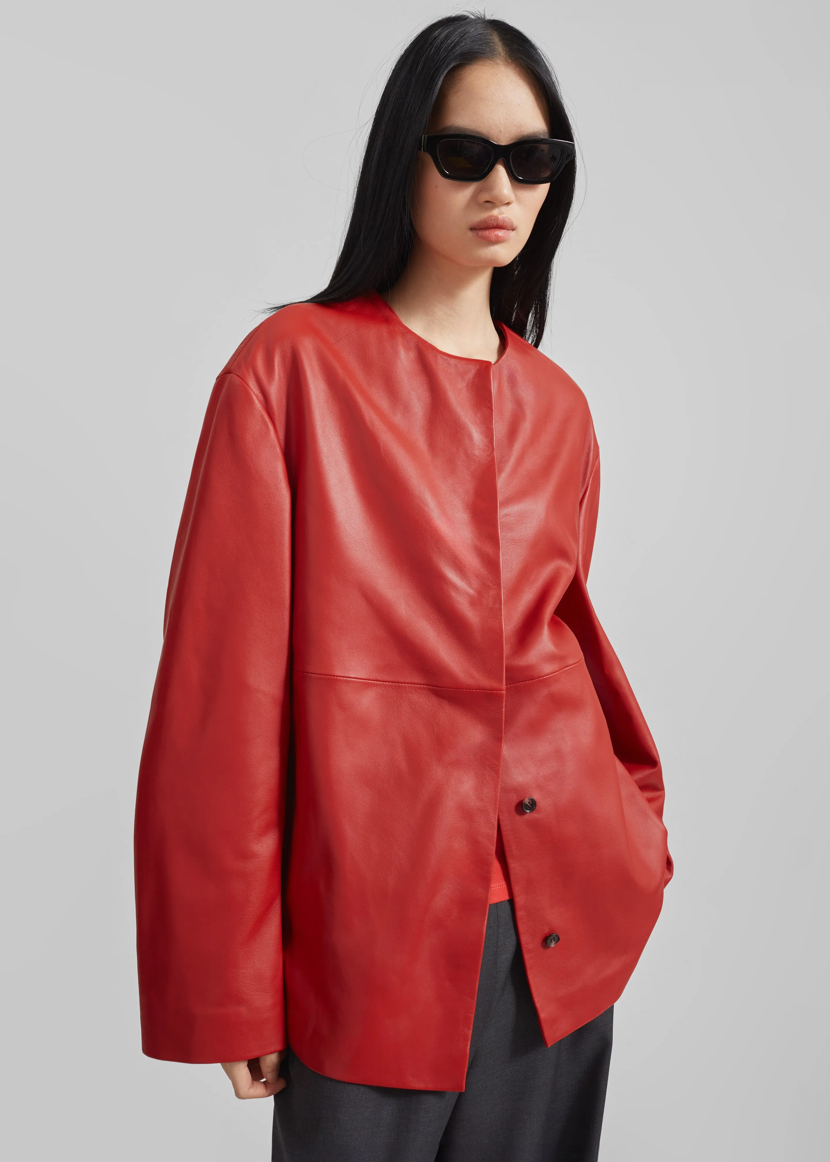 Loulou Studio Atalia Round Neck Coat - Tomato sold by Frankie Shop product image thumbnail 2