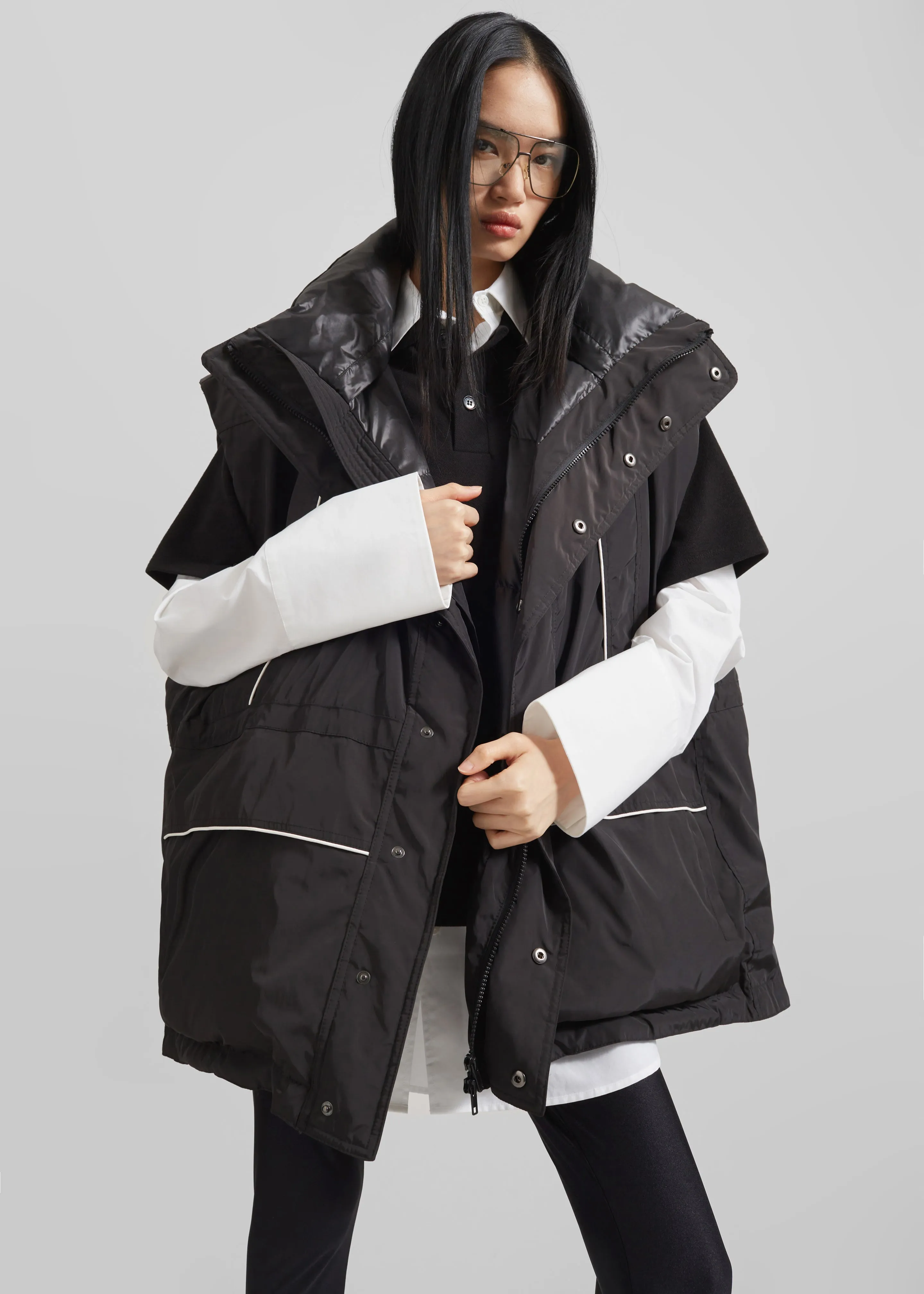 Calais Oversized Sleeveless Puffer Jacket - Black sold by Frankie Shop product image thumbnail 2