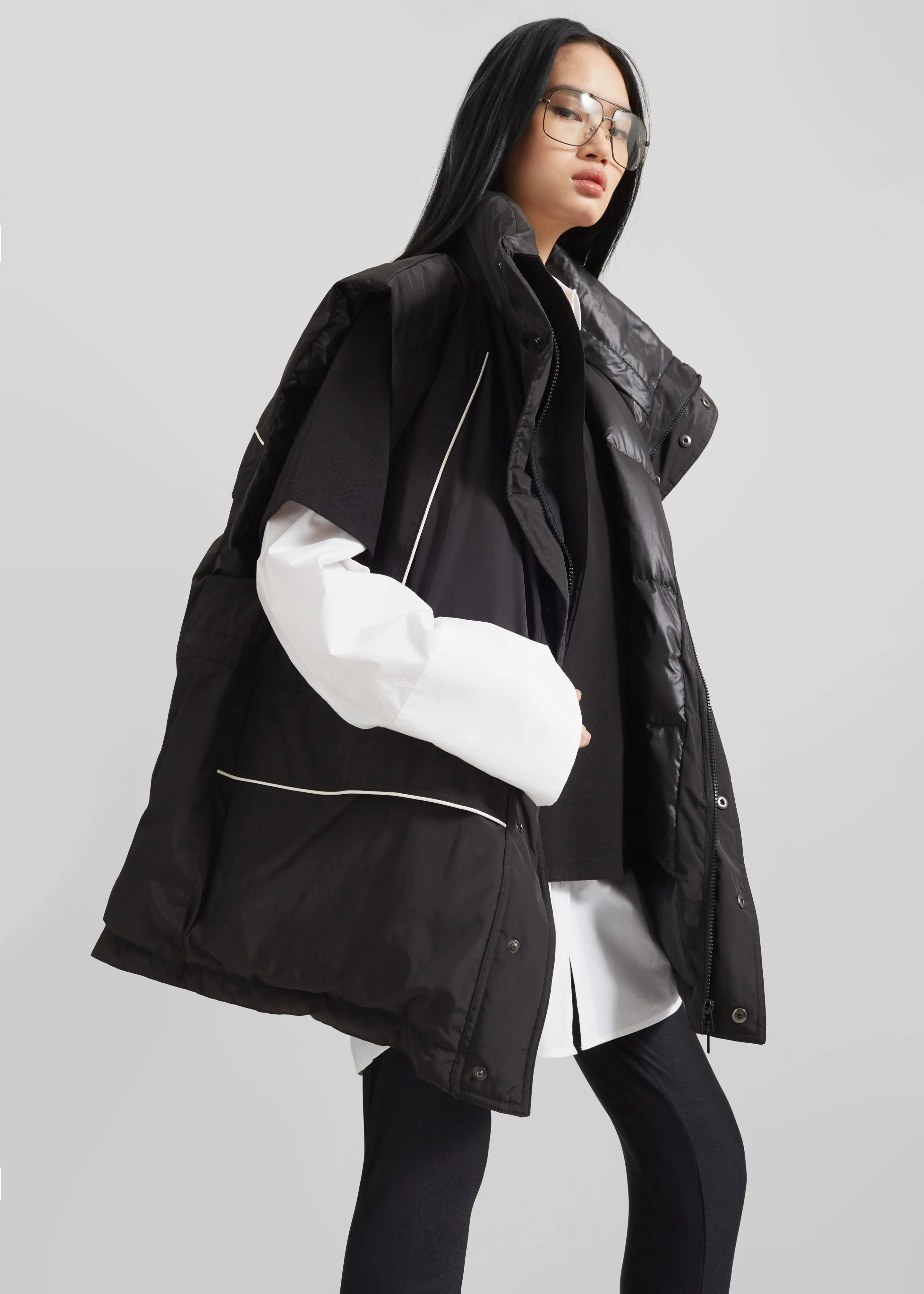 Calais Oversized Sleeveless Puffer Jacket - Black sold by Frankie Shop product image thumbnail 5
