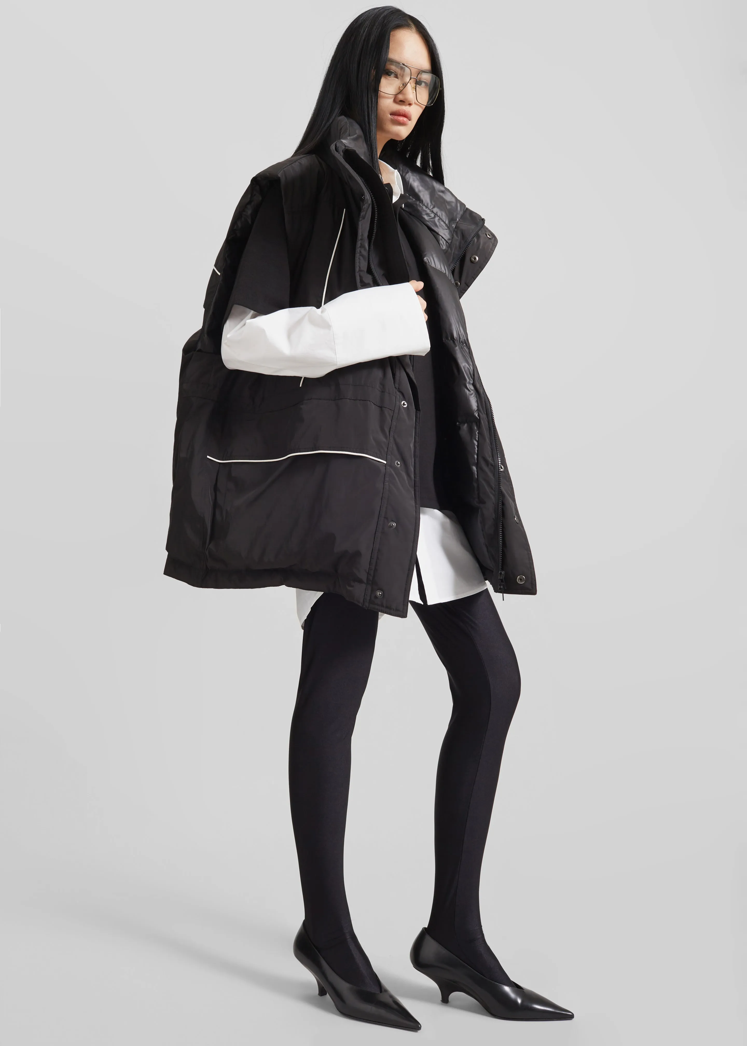 Calais Oversized Sleeveless Puffer Jacket - Black sold by Frankie Shop