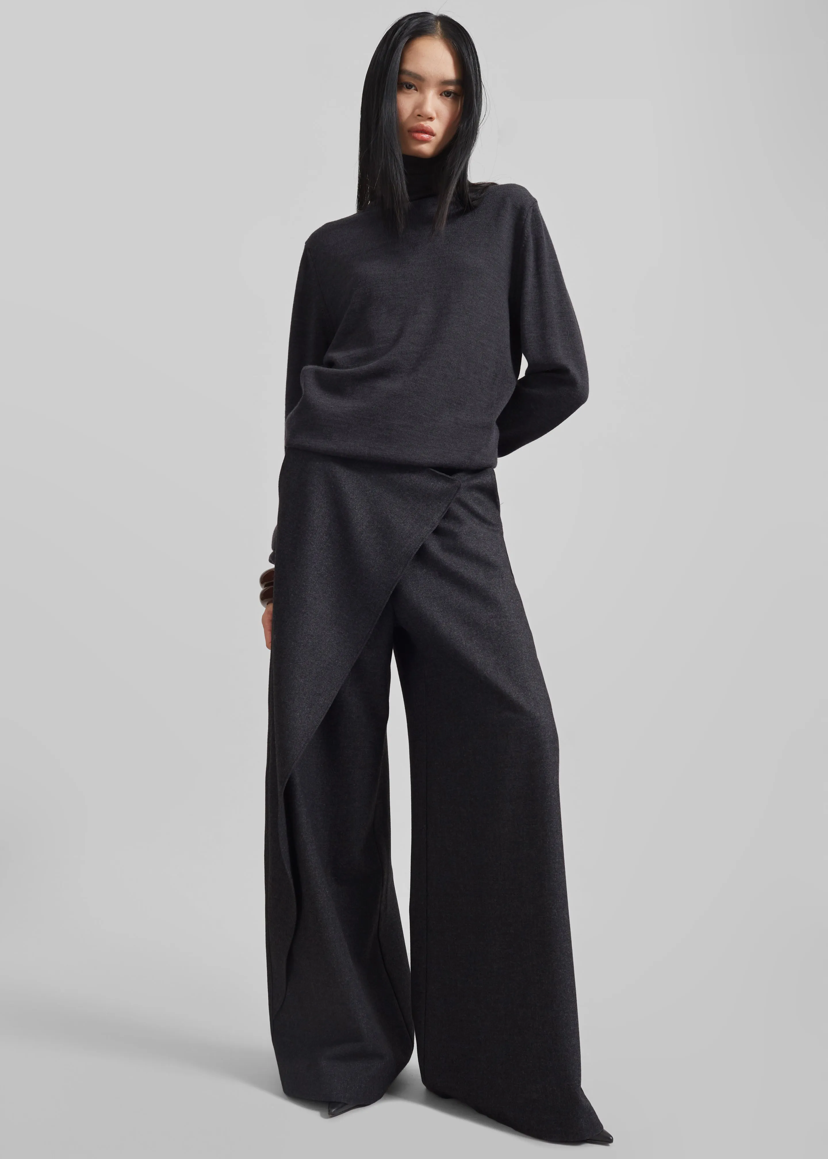 Altai Wrap Trousers - Charcoal sold by Frankie Shop