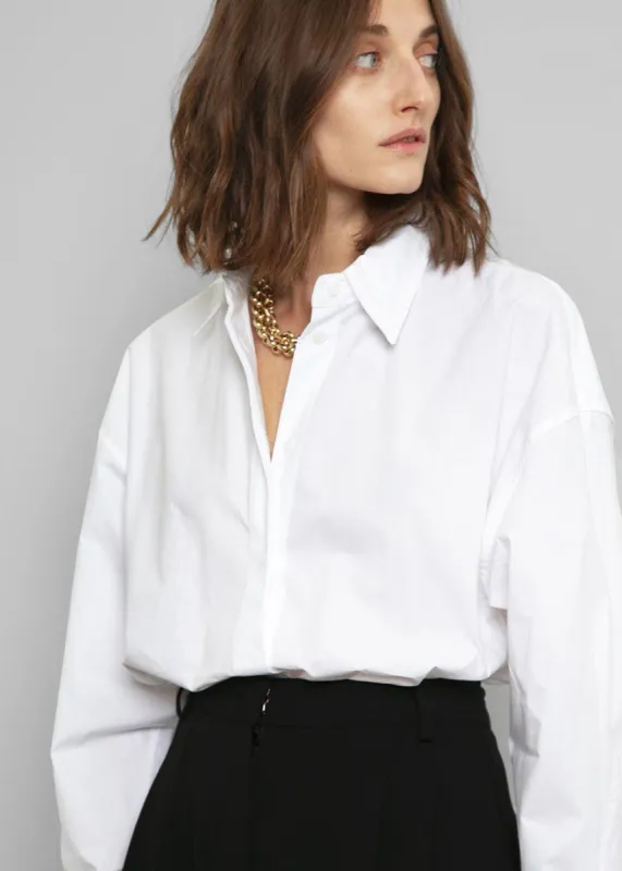 Lakely Oversized Button Down Shirt - White sold by Frankie Shop
