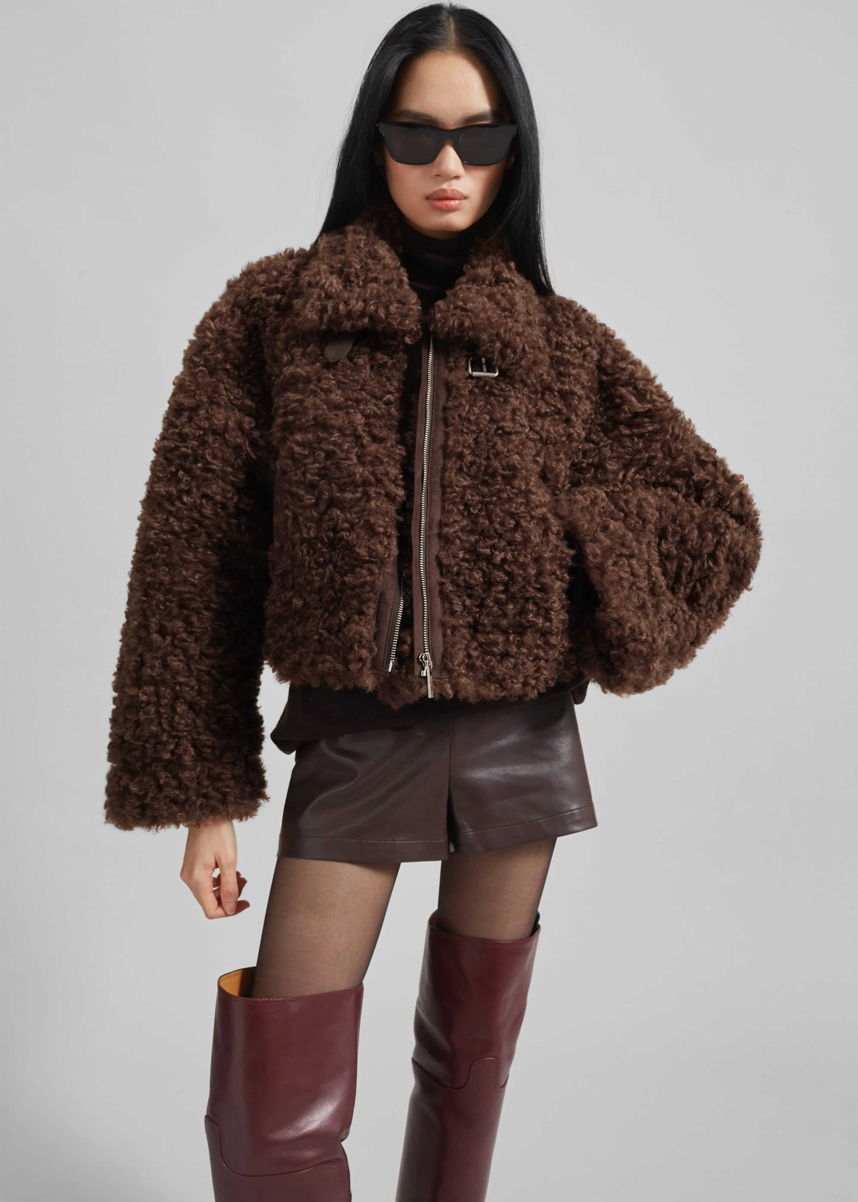 Skov Faux Shearling Jacket - Brown sold by Frankie Shop