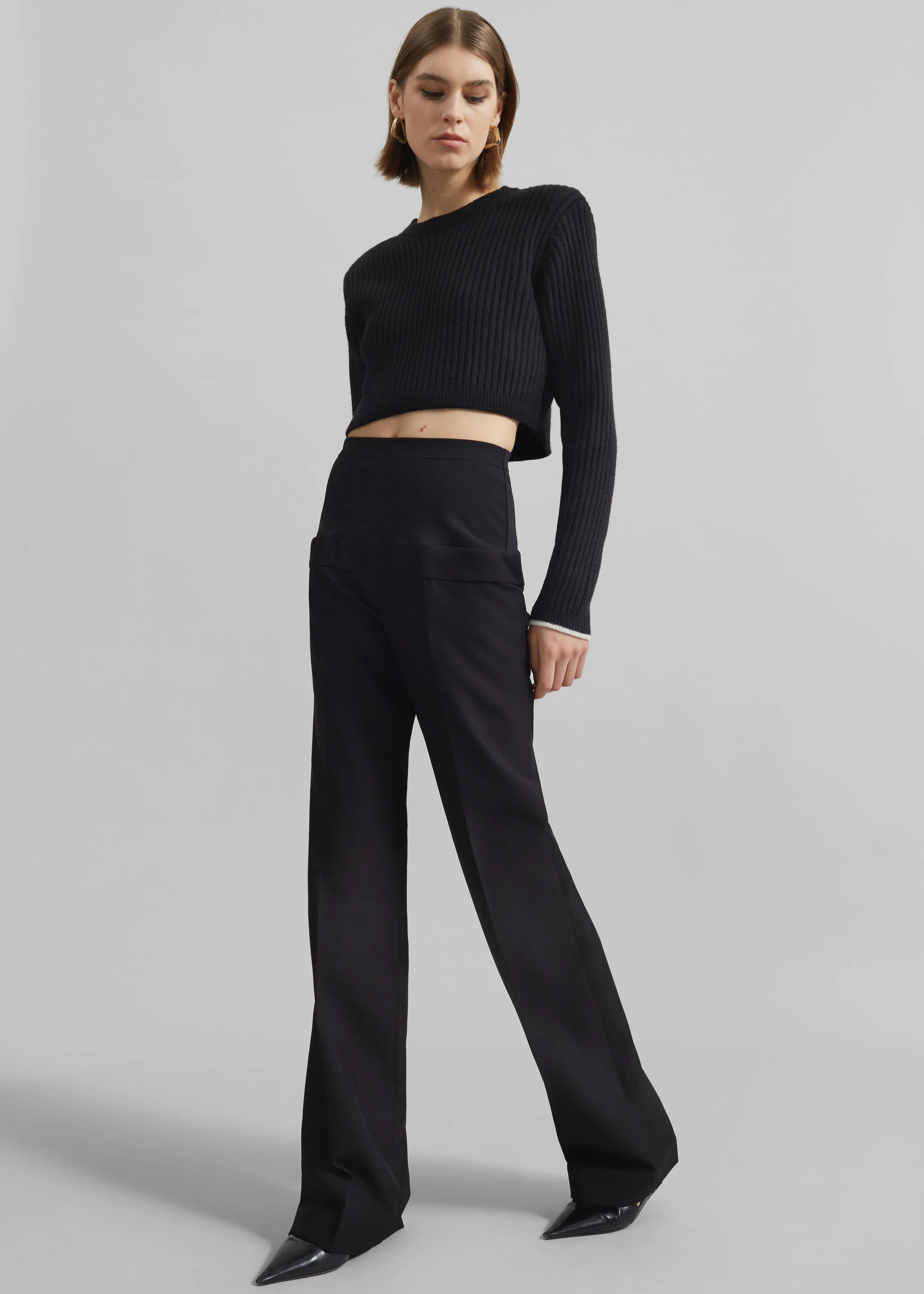 Ritsem Cropped Ribbed Wool Sweater - Black sold by Frankie Shop product image thumbnail 3