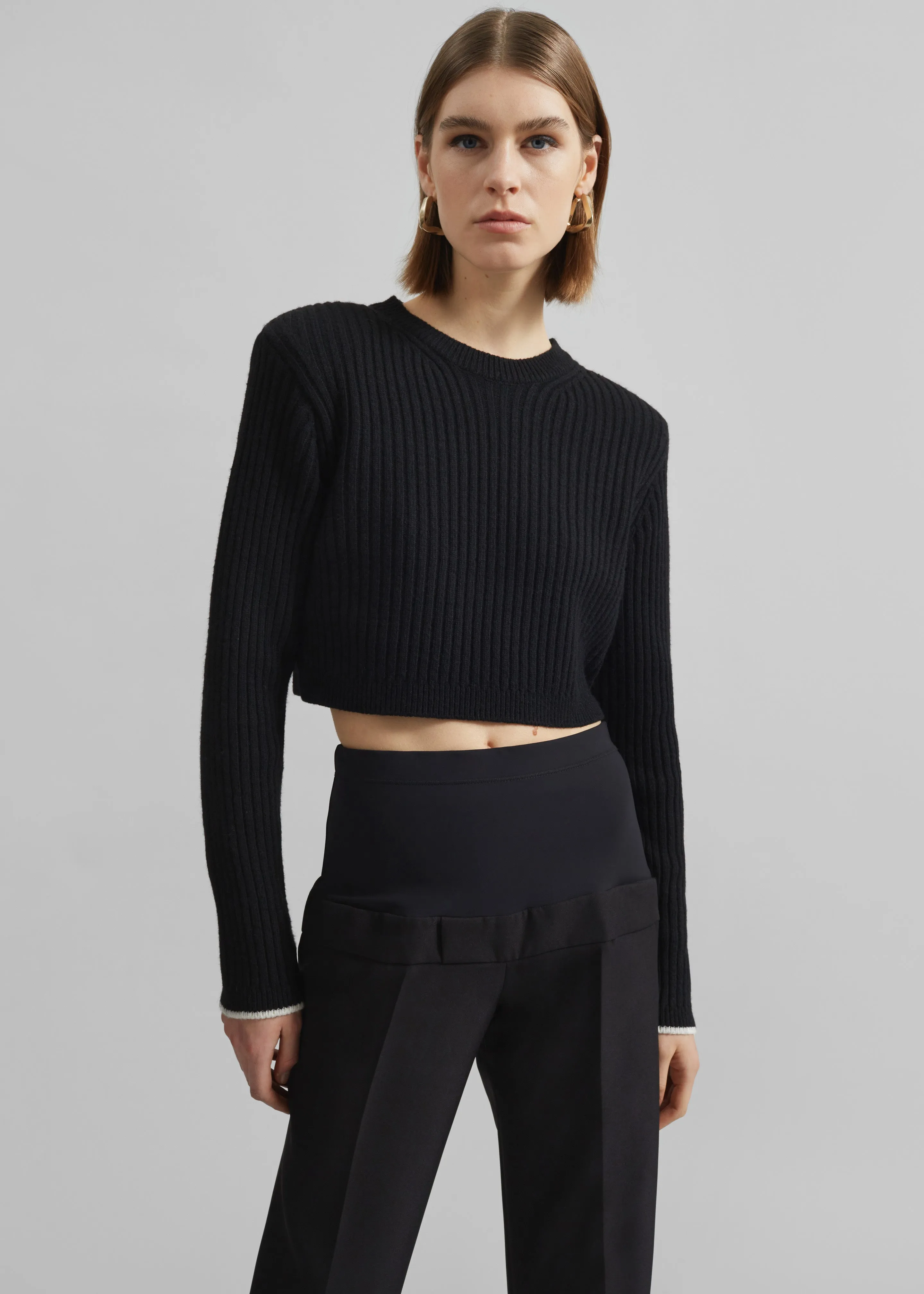 Ritsem Cropped Ribbed Wool Sweater - Black sold by Frankie Shop product image thumbnail 4