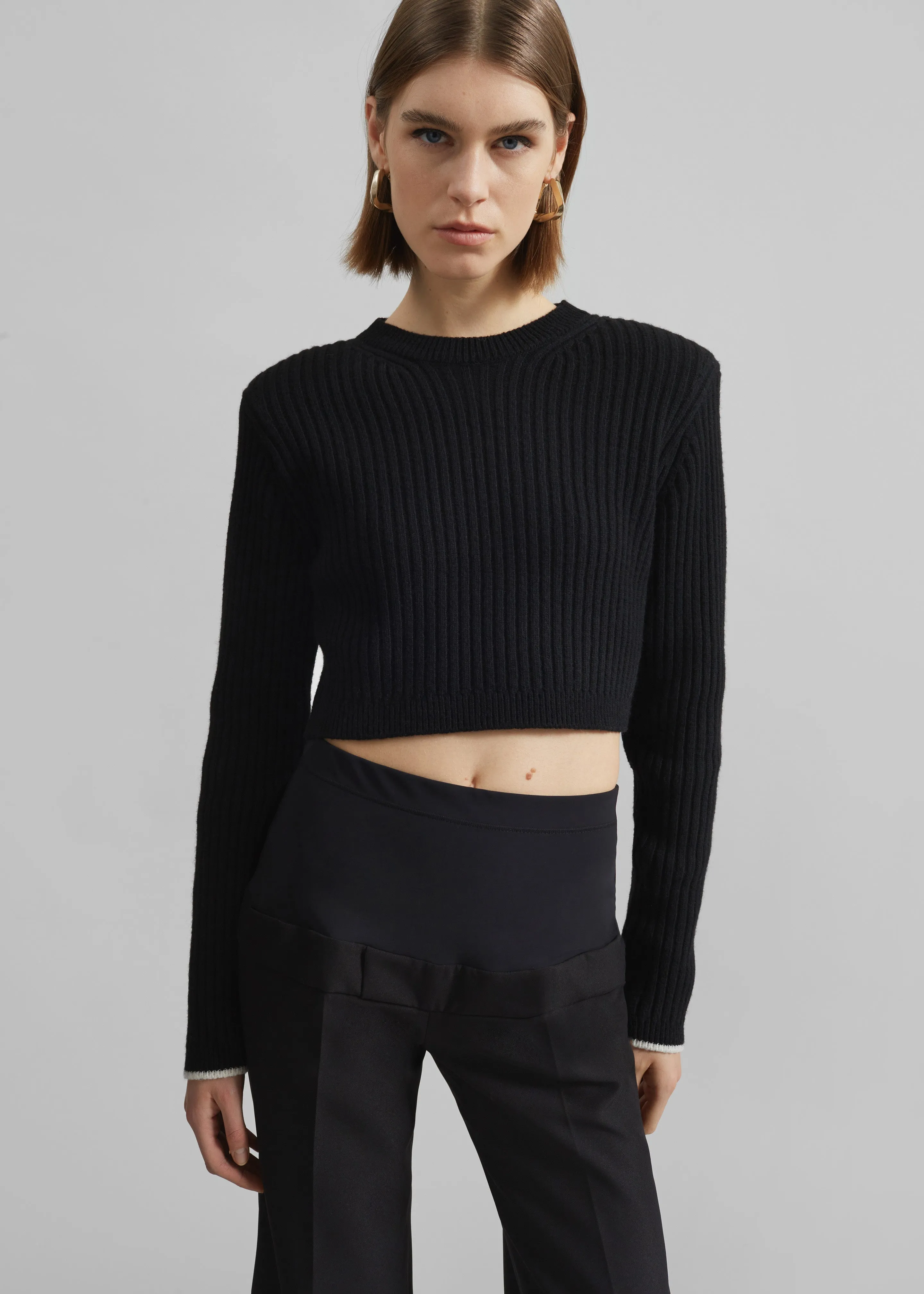 Ritsem Cropped Ribbed Wool Sweater - Black sold by Frankie Shop