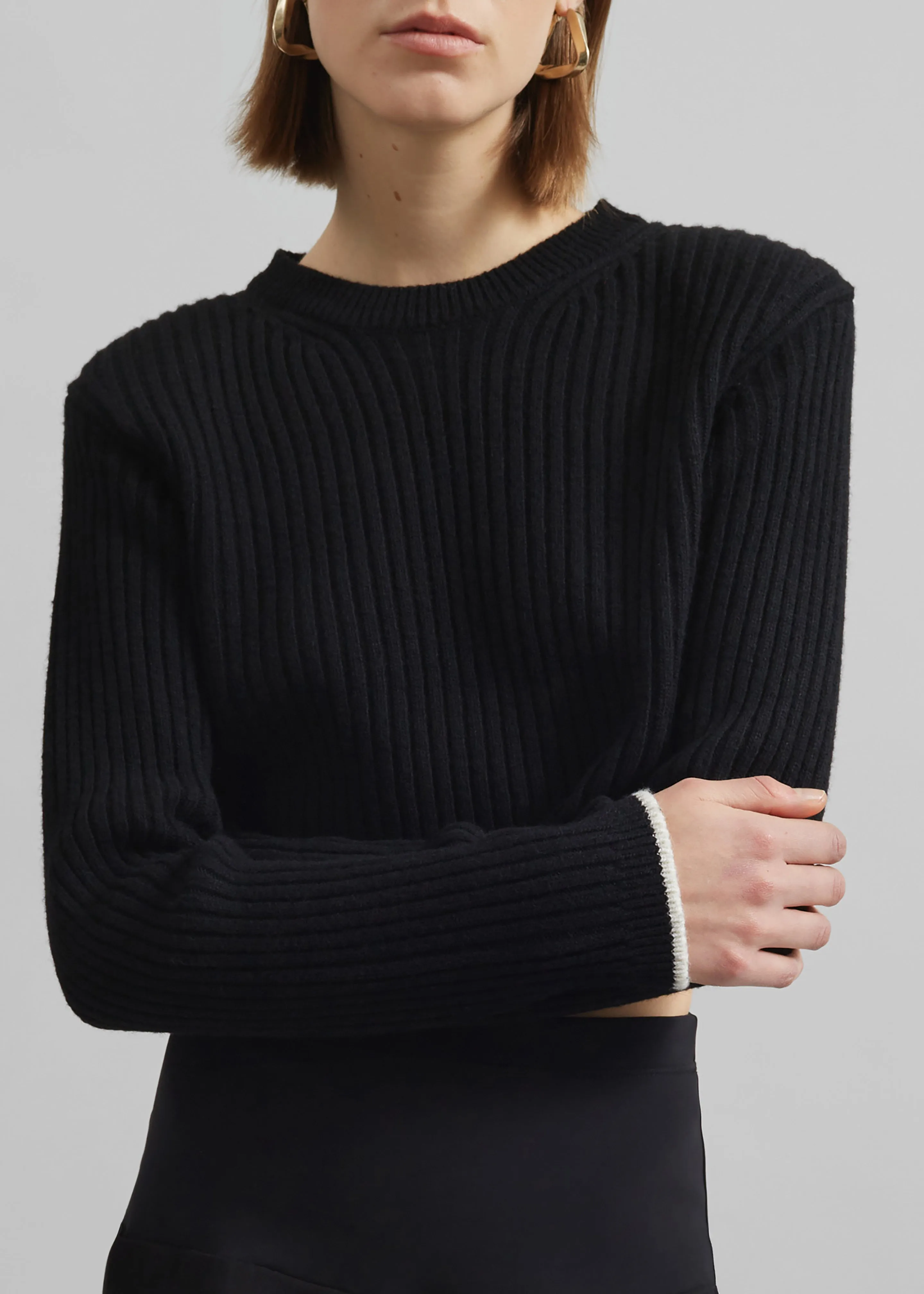 Ritsem Cropped Ribbed Wool Sweater - Black sold by Frankie Shop product image thumbnail 2