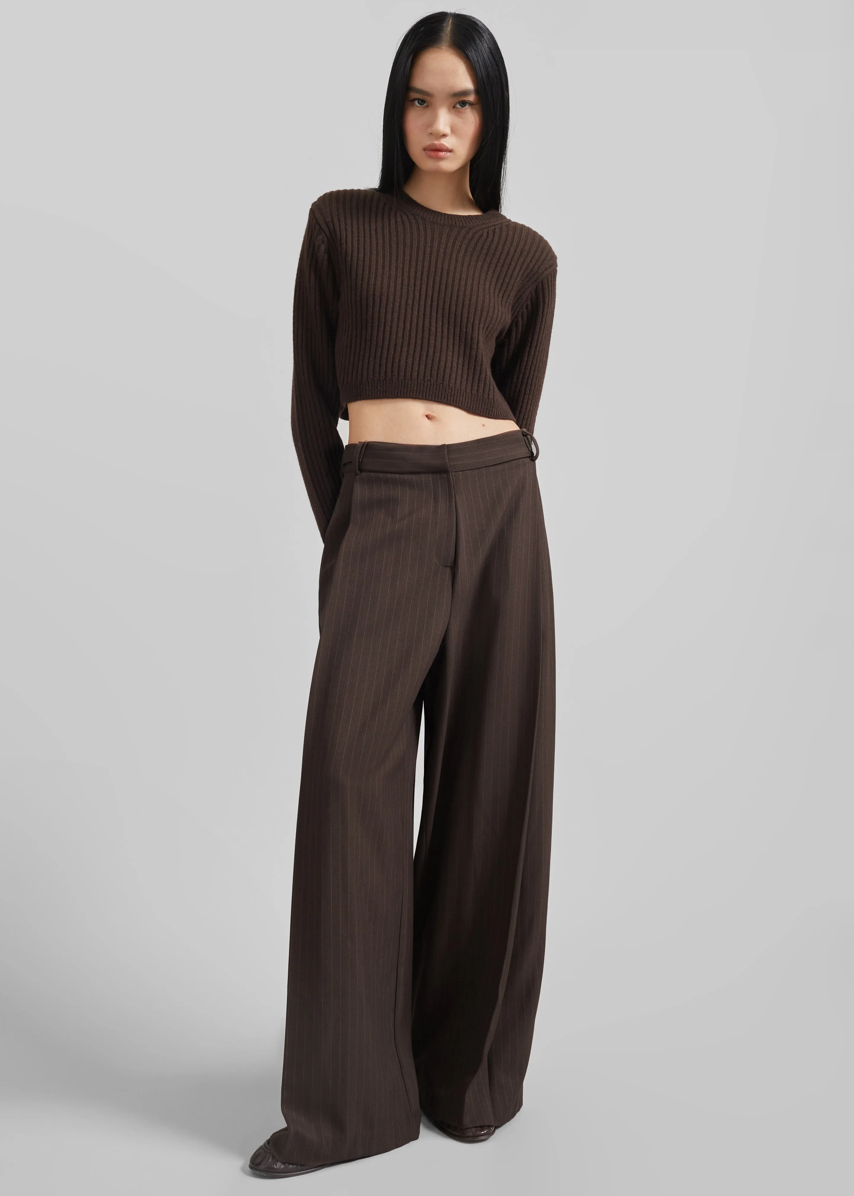 Ritsem Cropped Ribbed Wool Sweater - Dark Brown sold by Frankie Shop