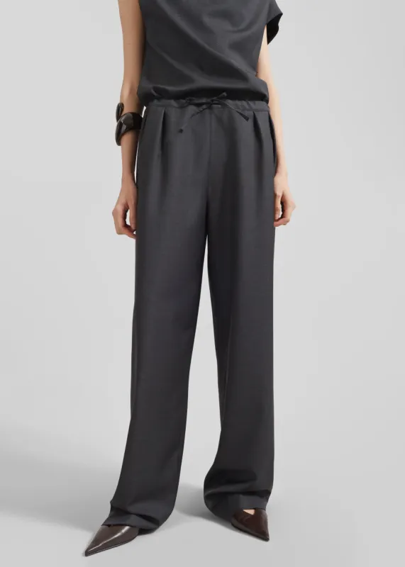 Loulou Studio Cove Elastic Waistband Pants - Black Melange sold by Frankie Shop