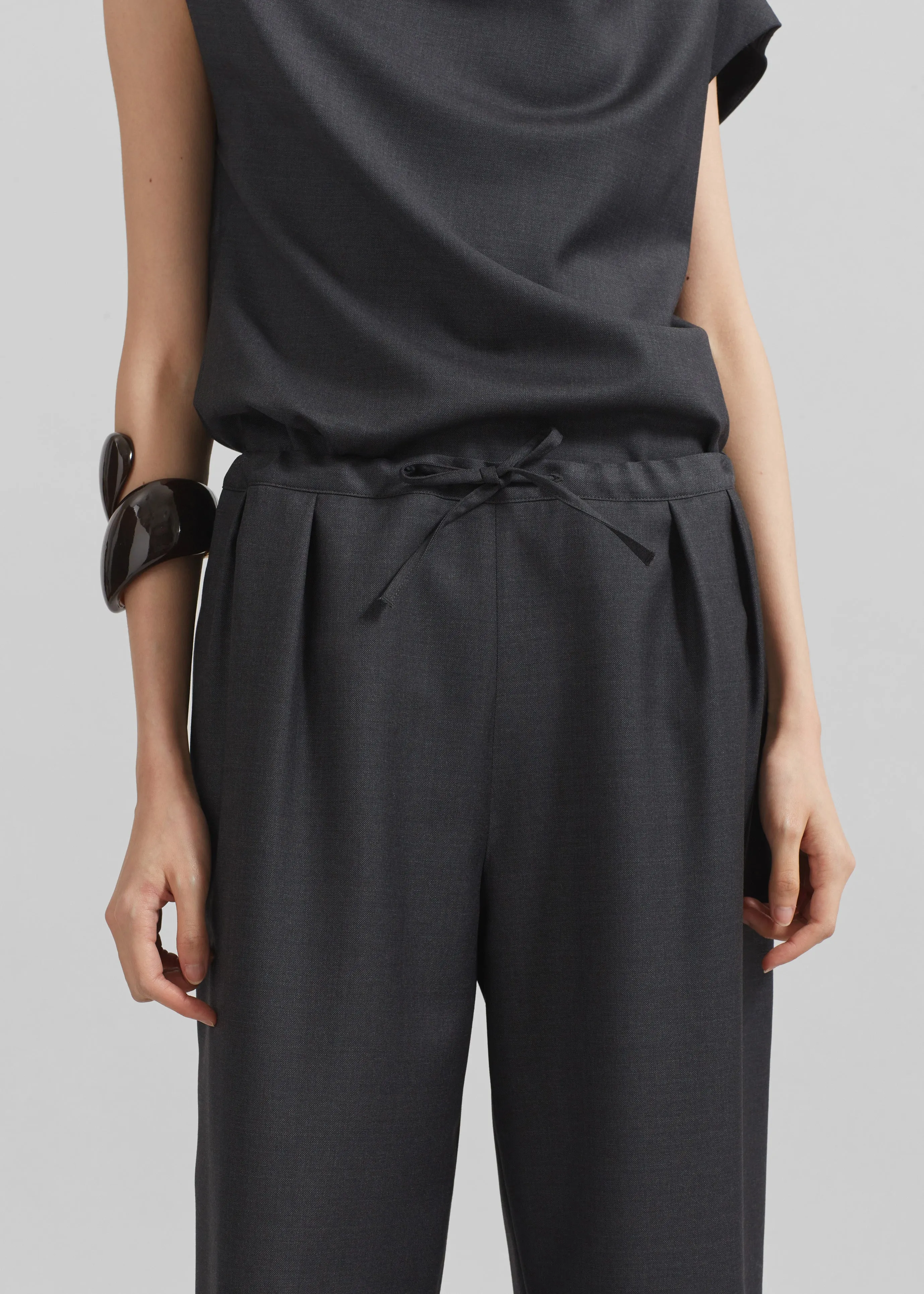 Loulou Studio Cove Elastic Waistband Pants - Black Melange sold by Frankie Shop product image thumbnail 3