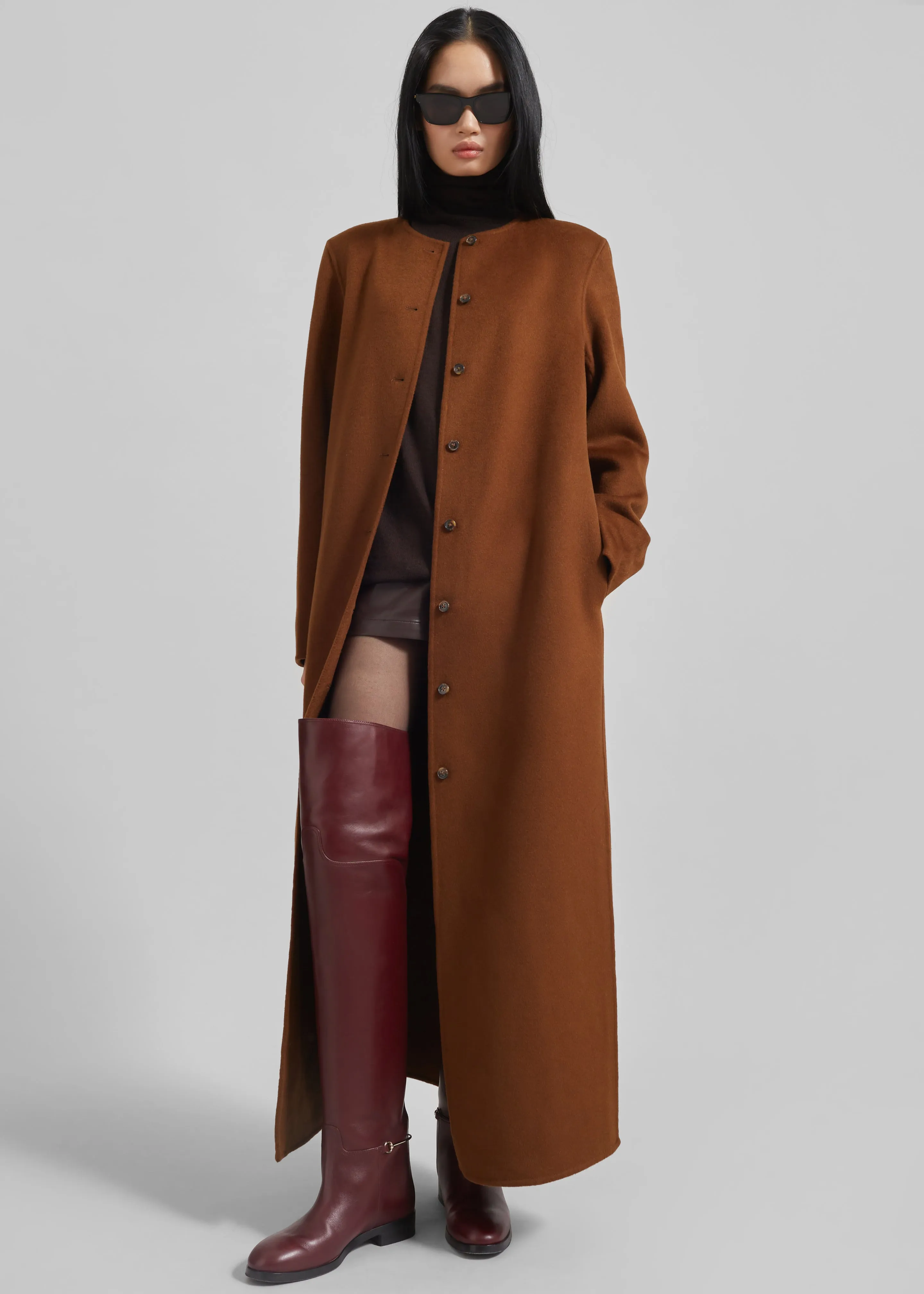 Loulou Studio Martil Long Coat - Wood sold by Frankie Shop