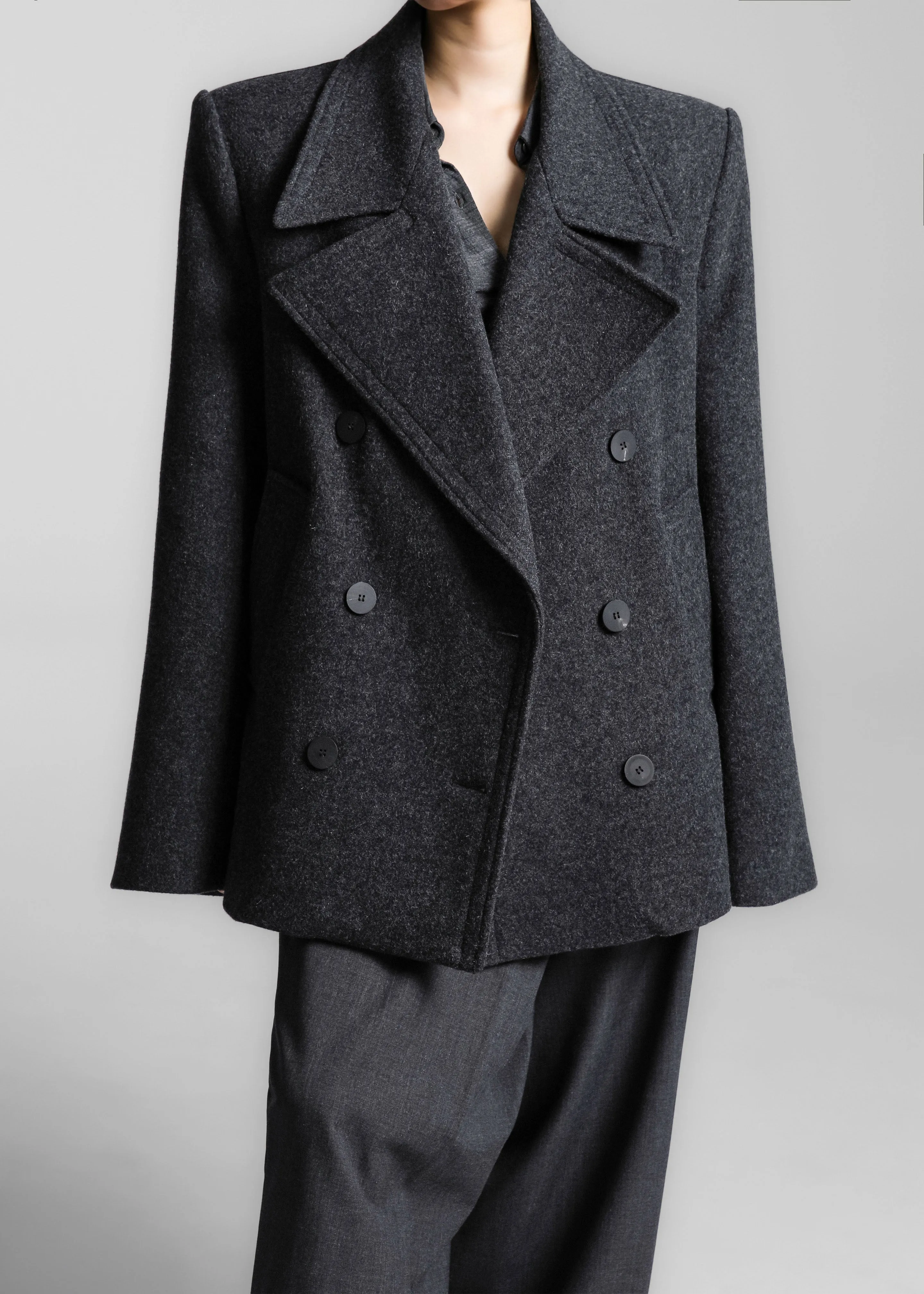 Creston Wool Peacoat - Charcoal sold by Frankie Shop product image thumbnail 4