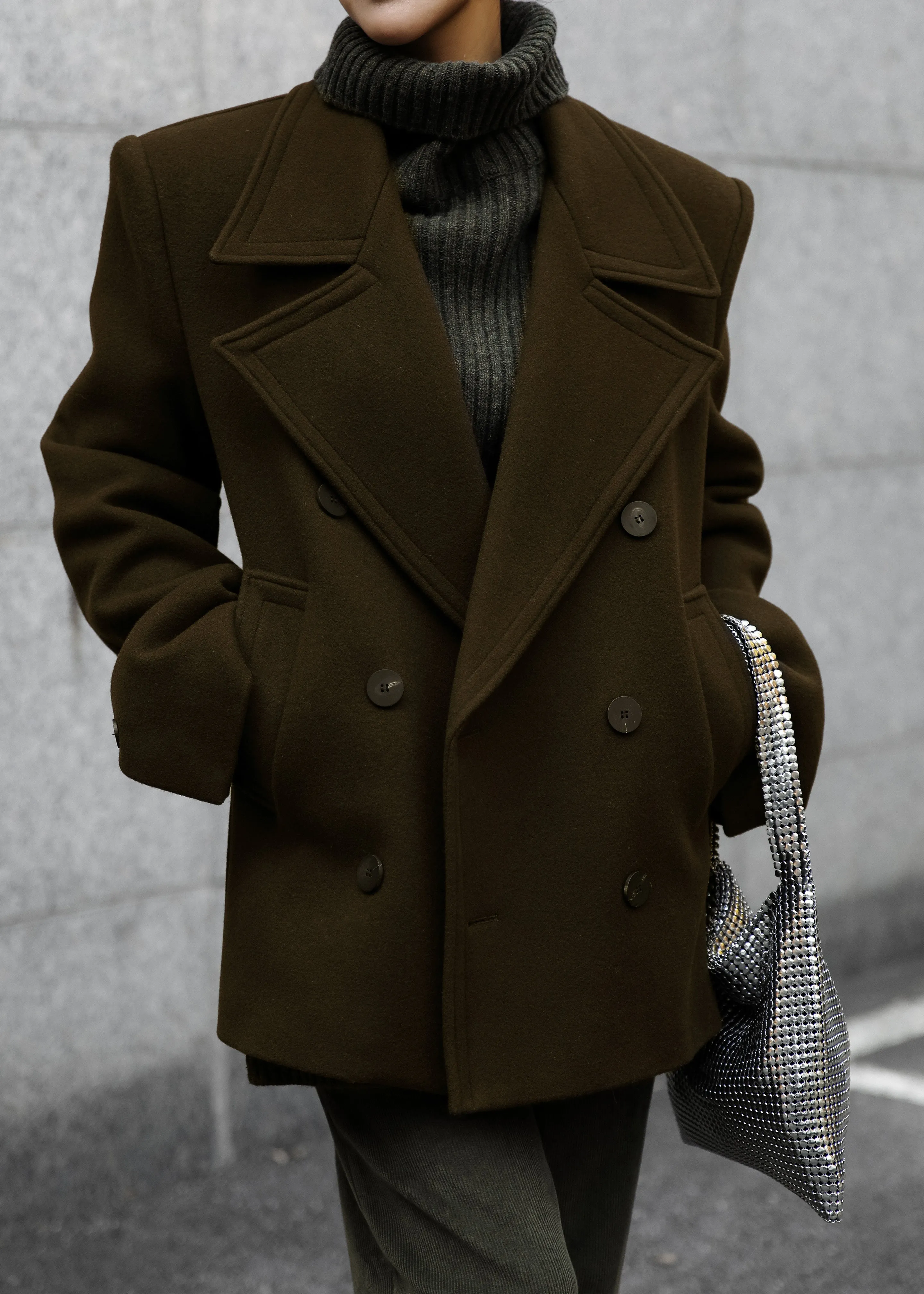 Creston Wool Peacoat - Khaki sold by Frankie Shop