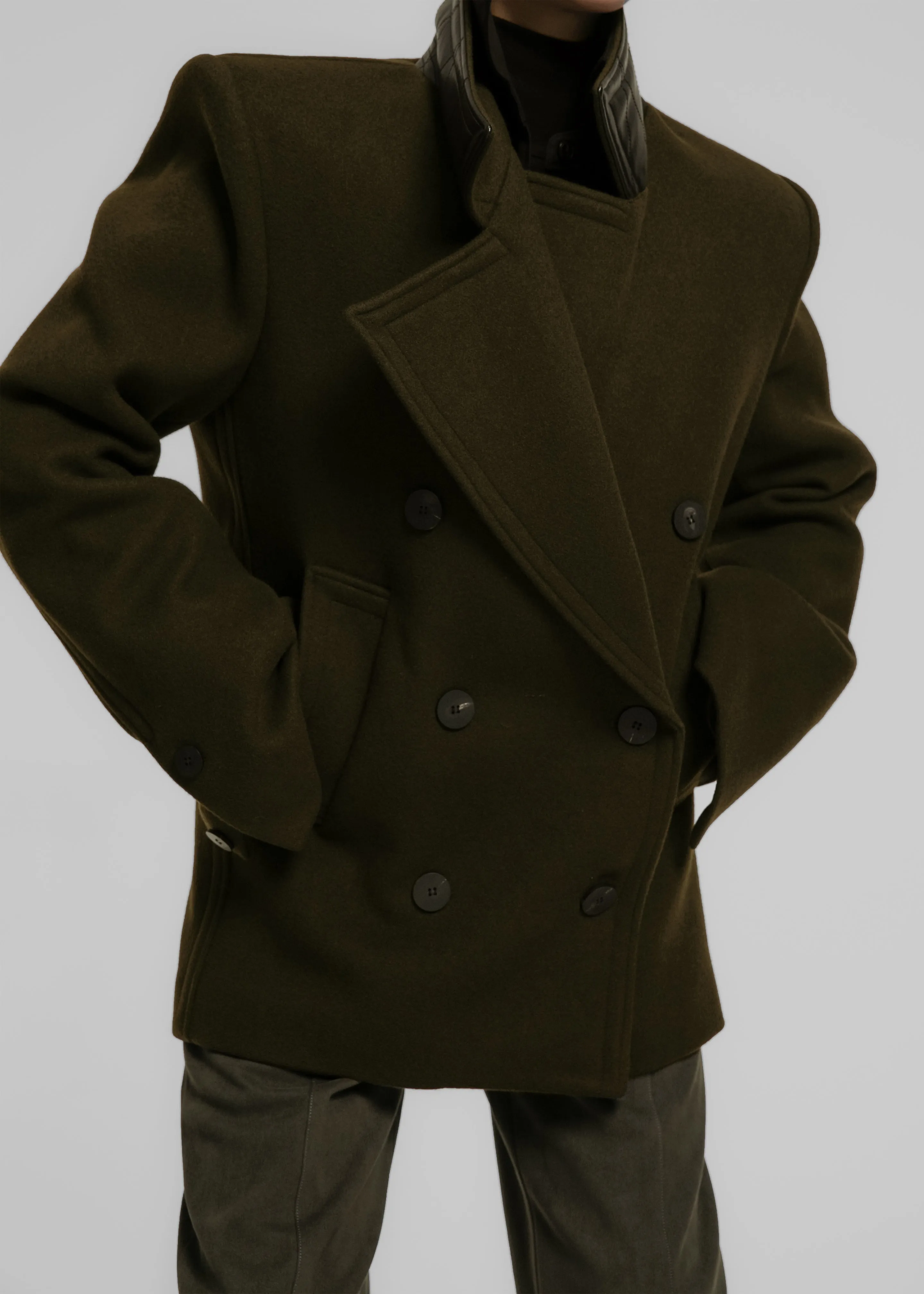 Creston Wool Peacoat - Khaki sold by Frankie Shop product image thumbnail 5