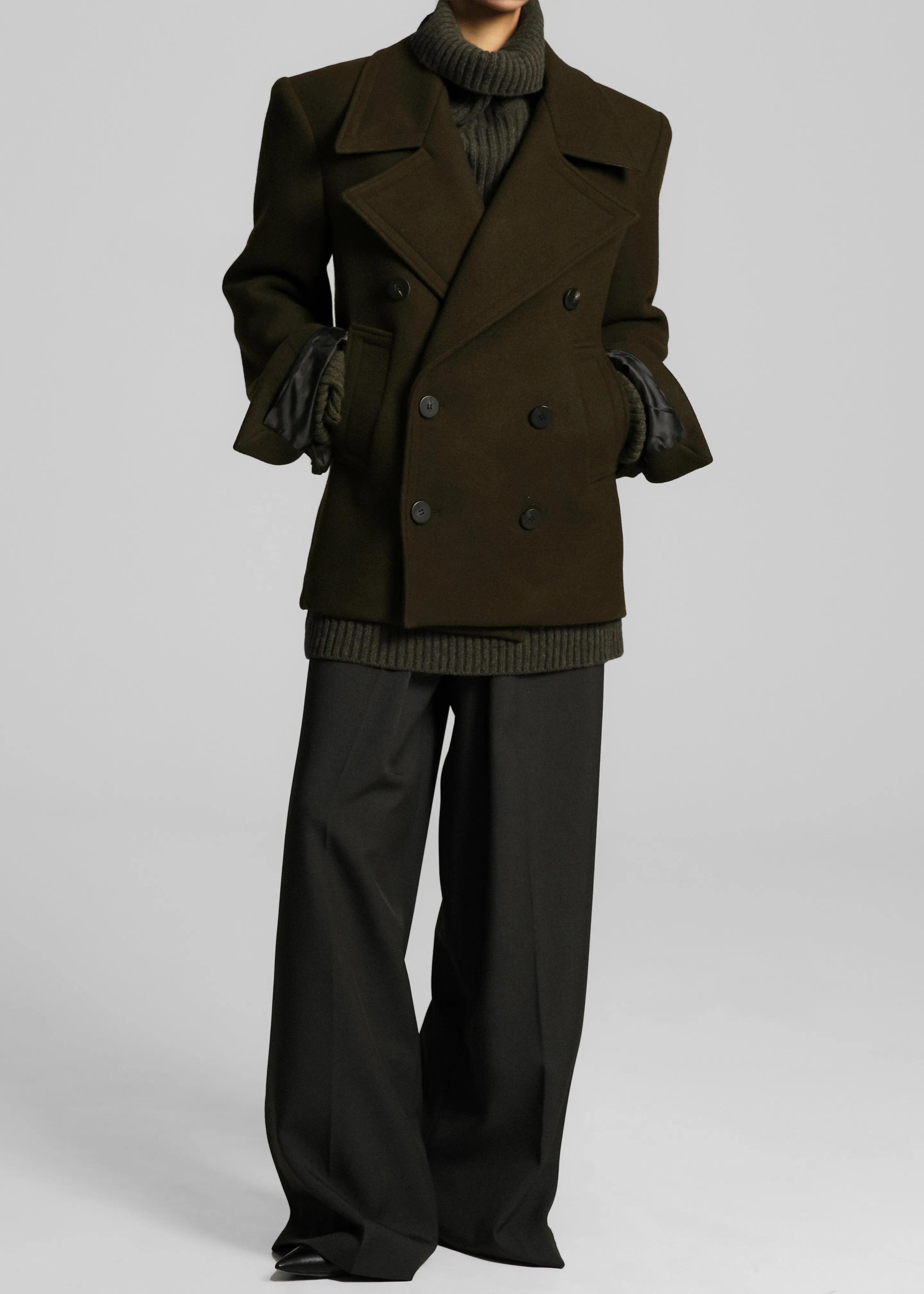 Creston Wool Peacoat - Khaki sold by Frankie Shop product image thumbnail 3