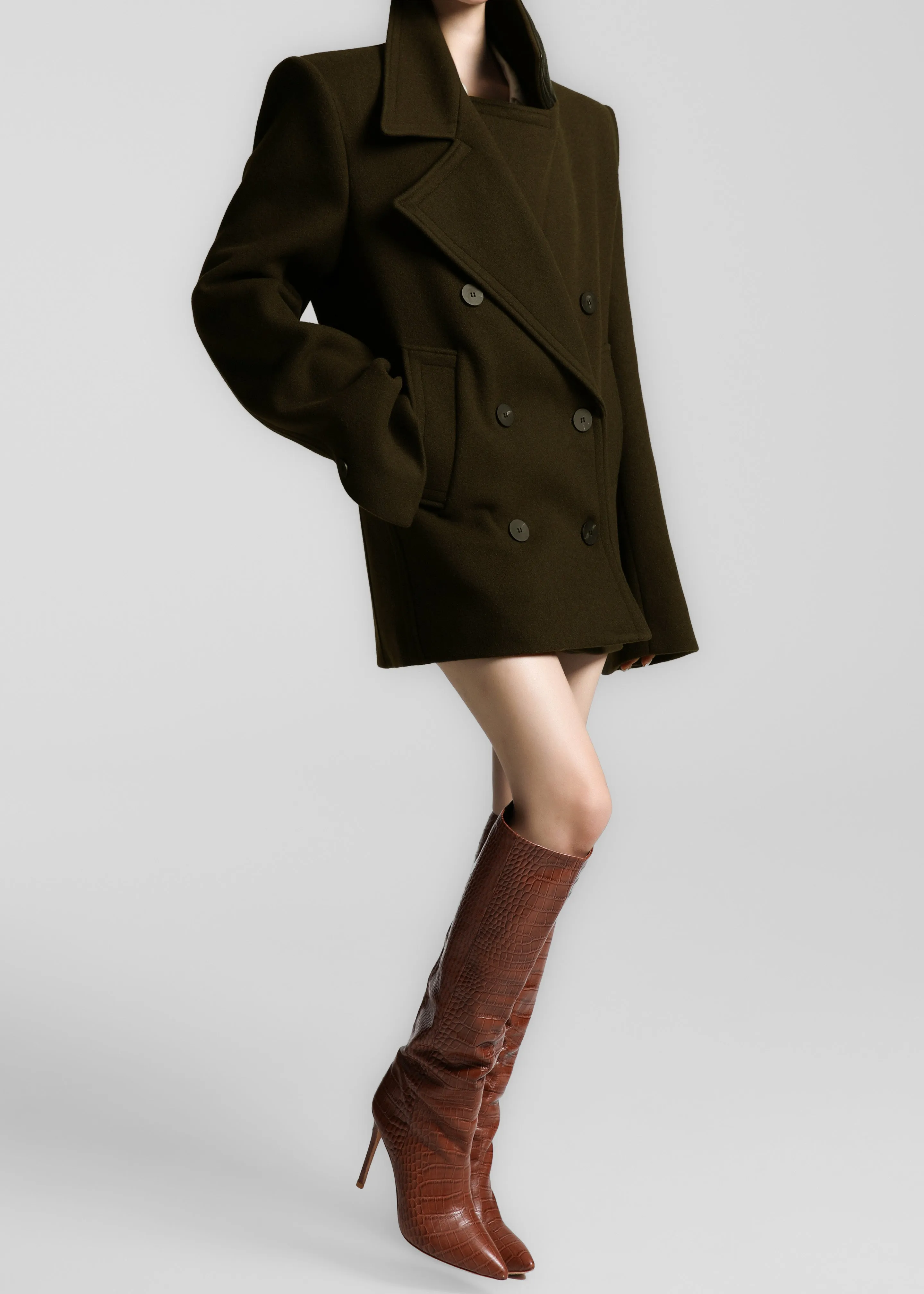 Creston Wool Peacoat - Khaki sold by Frankie Shop product image thumbnail 4