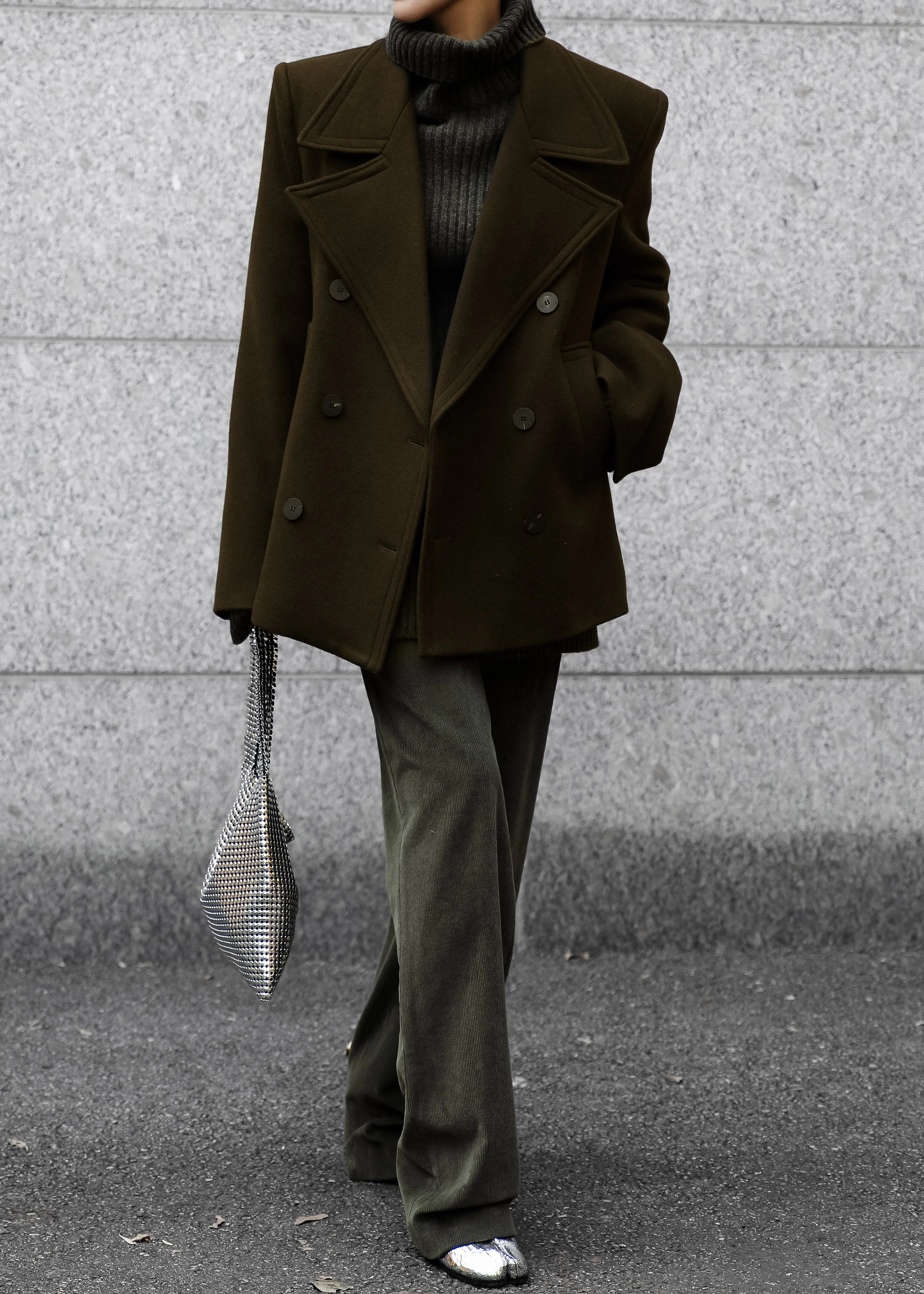 Creston Wool Peacoat - Khaki sold by Frankie Shop product image thumbnail 2