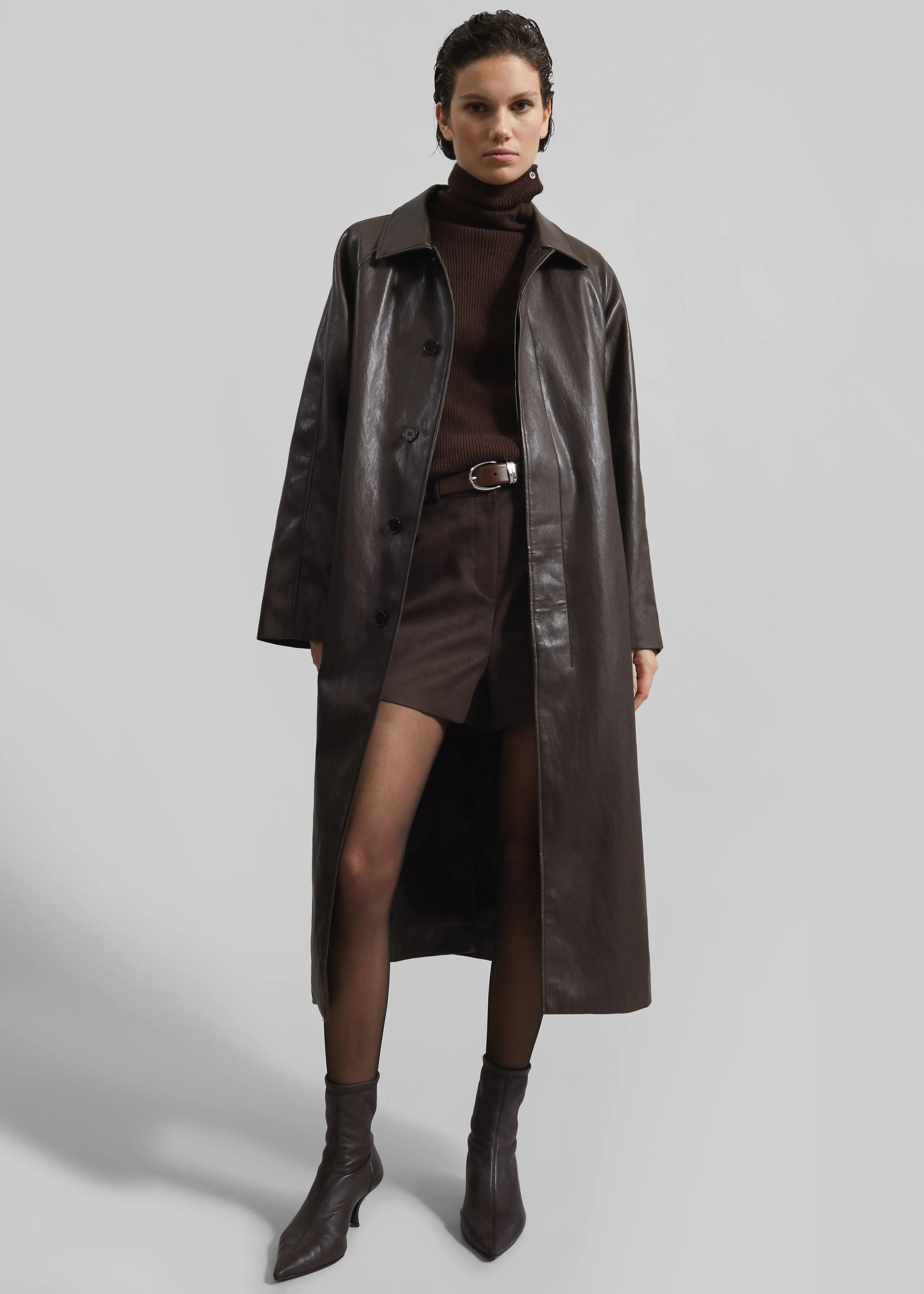 Skane Faux Leather Trench - Brown sold by Frankie Shop