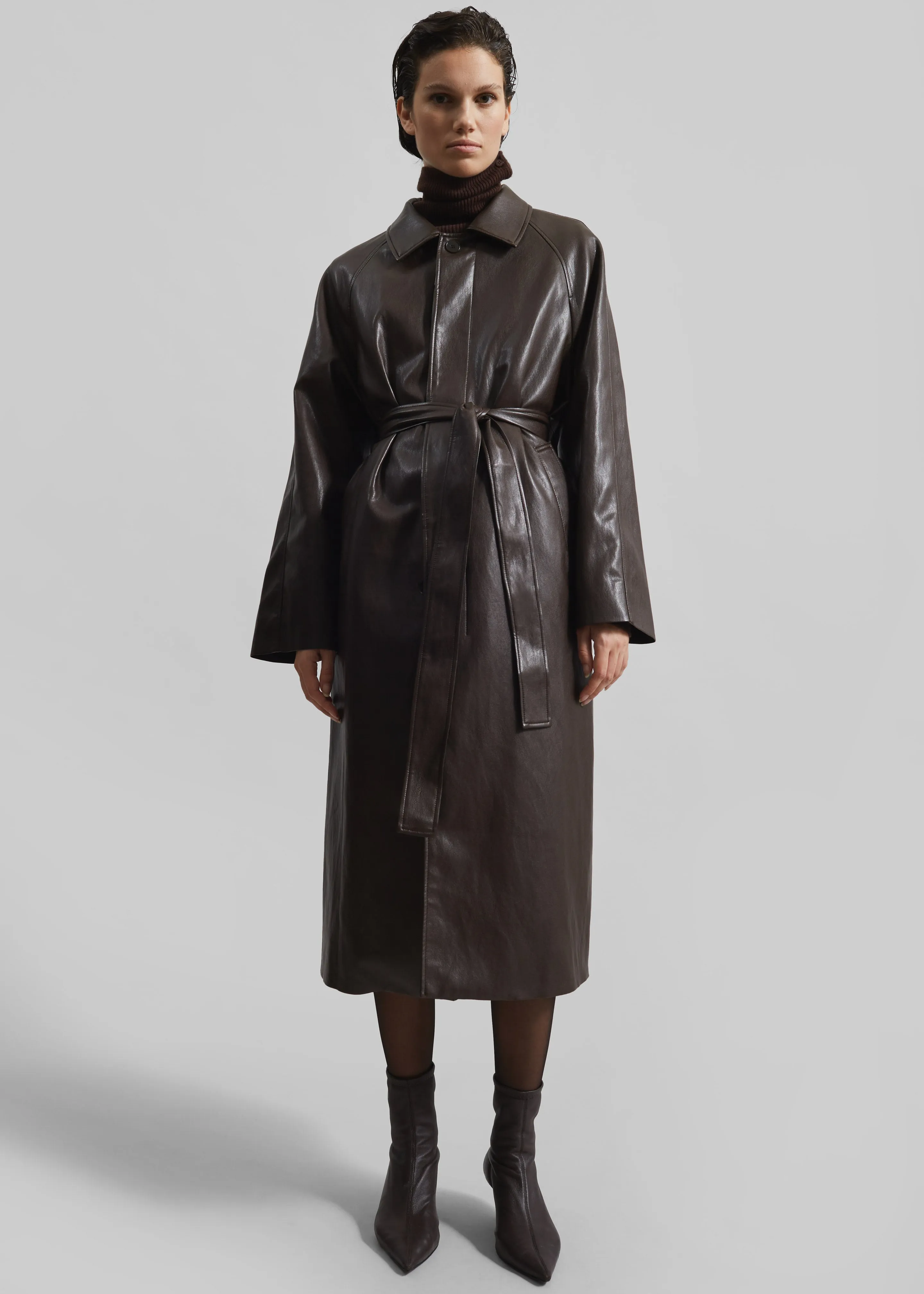 Skane Faux Leather Trench - Brown sold by Frankie Shop product image thumbnail 5