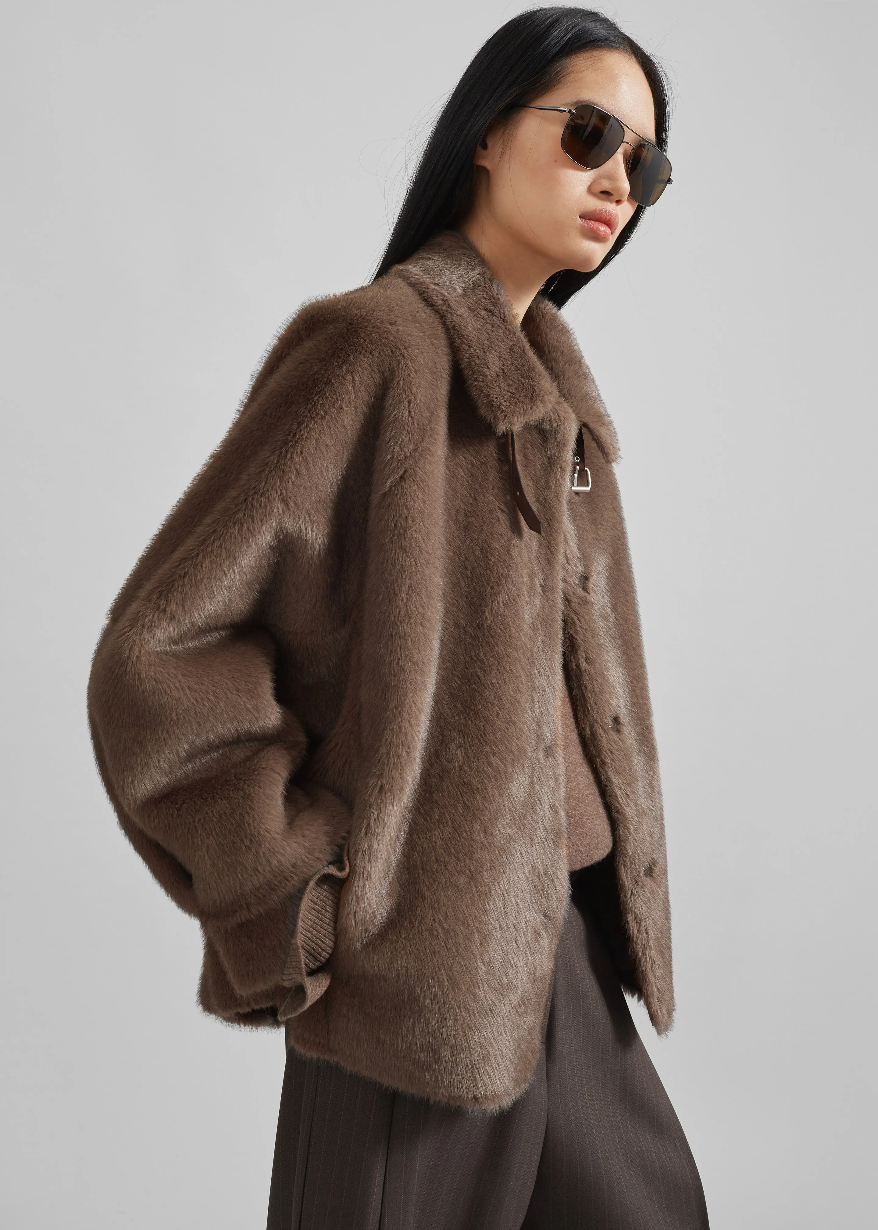 Senja Faux Fur Jacket - Brown sold by Frankie Shop