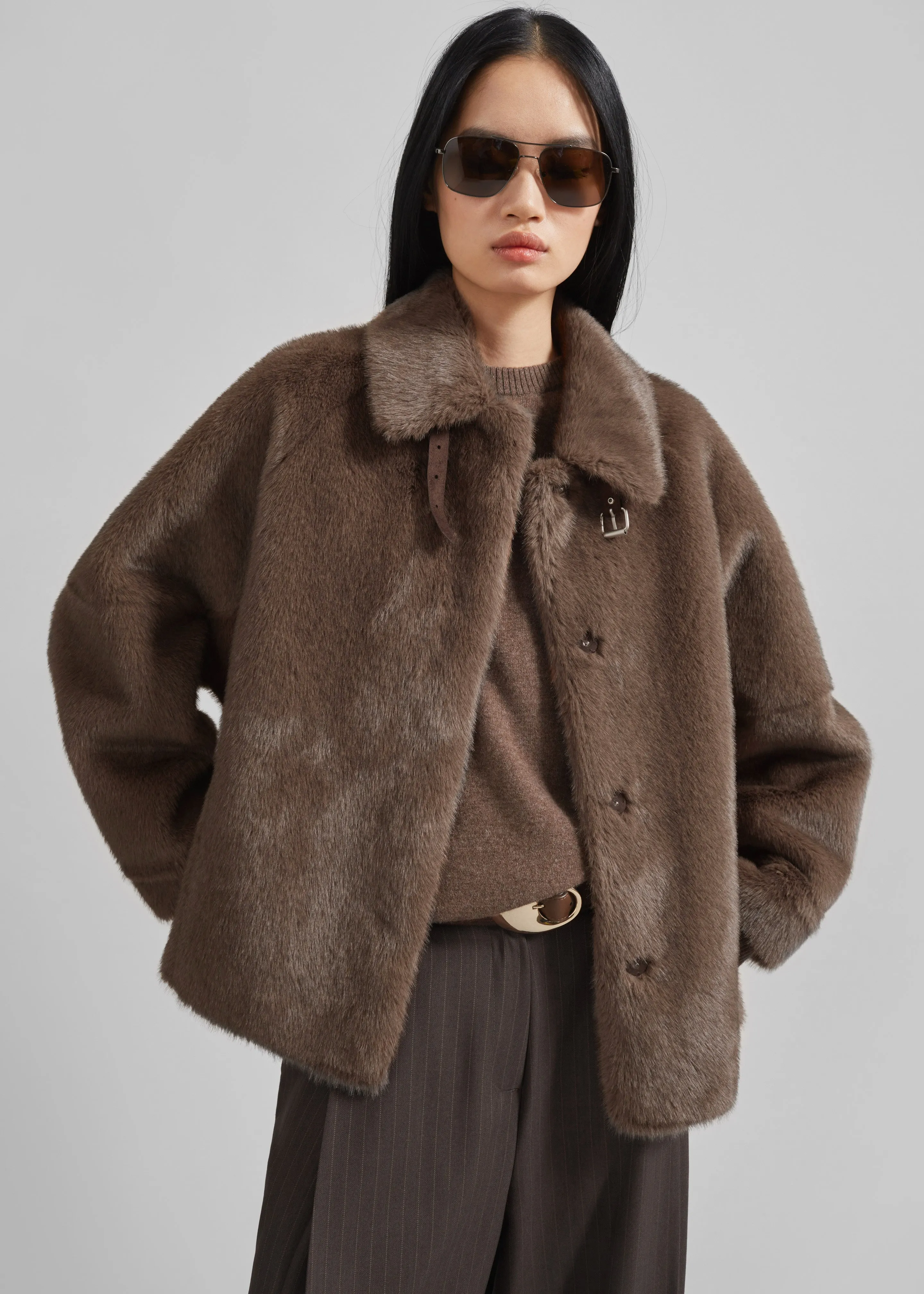 Senja Faux Fur Jacket - Brown sold by Frankie Shop product image thumbnail 3
