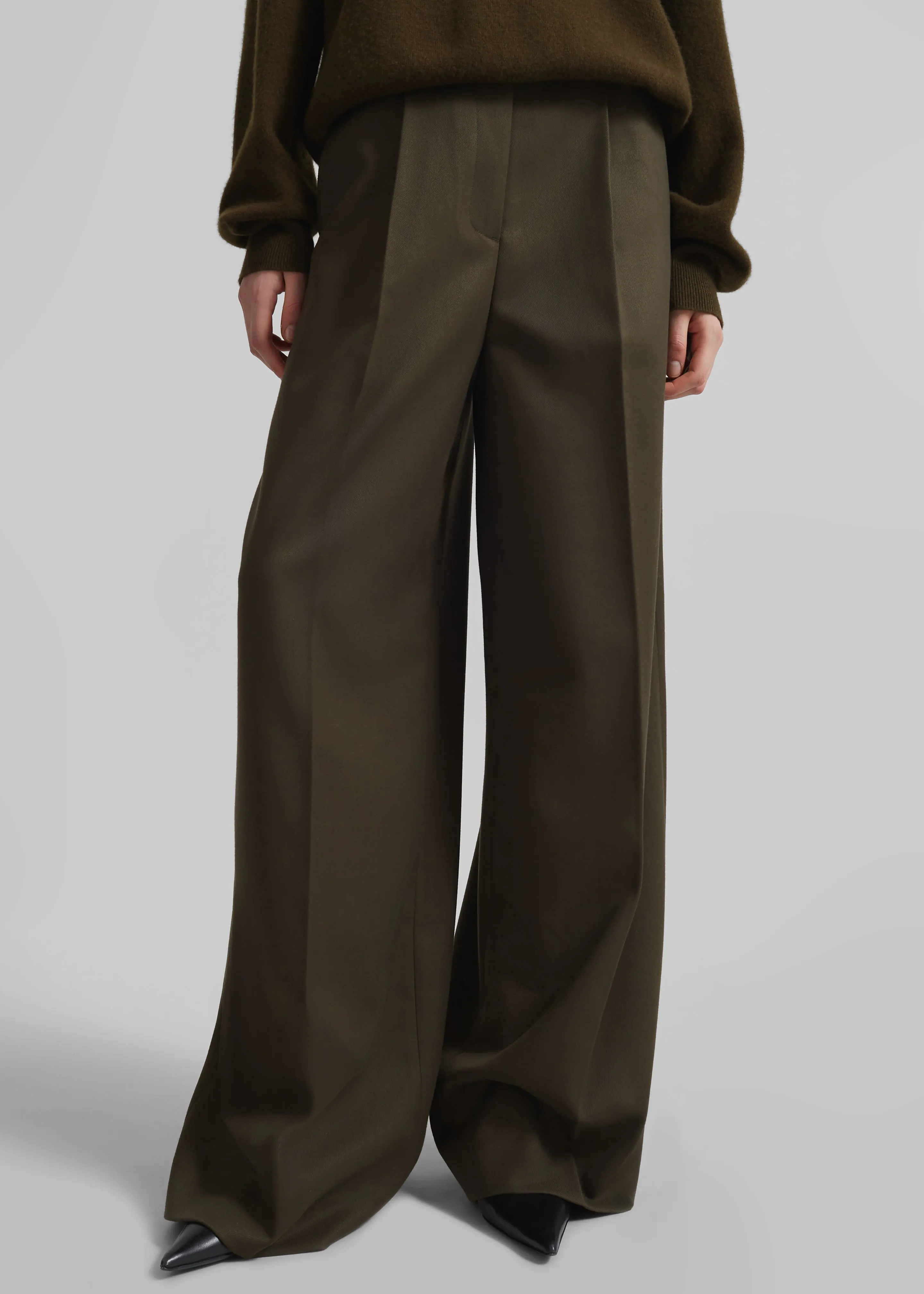 Kamila Wide Leg Trousers - Khaki sold by Frankie Shop