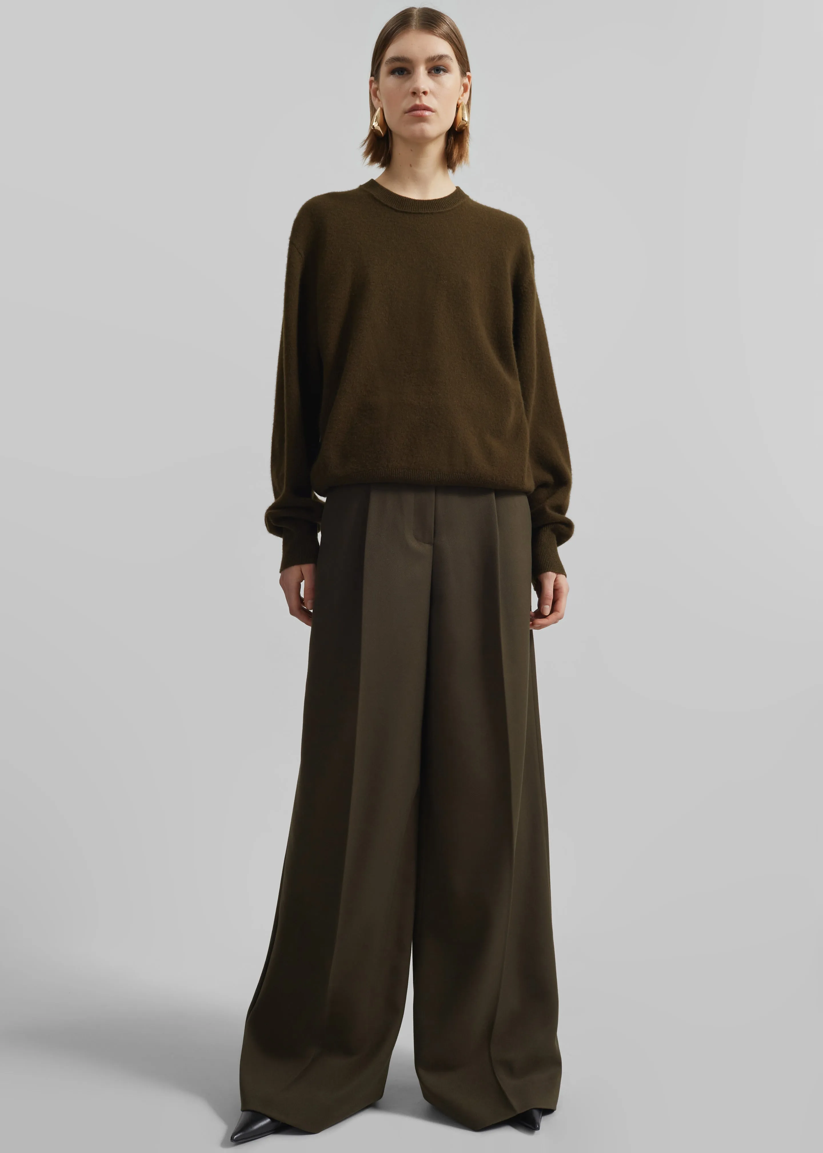 Kamila Wide Leg Trousers - Khaki sold by Frankie Shop product image thumbnail 5