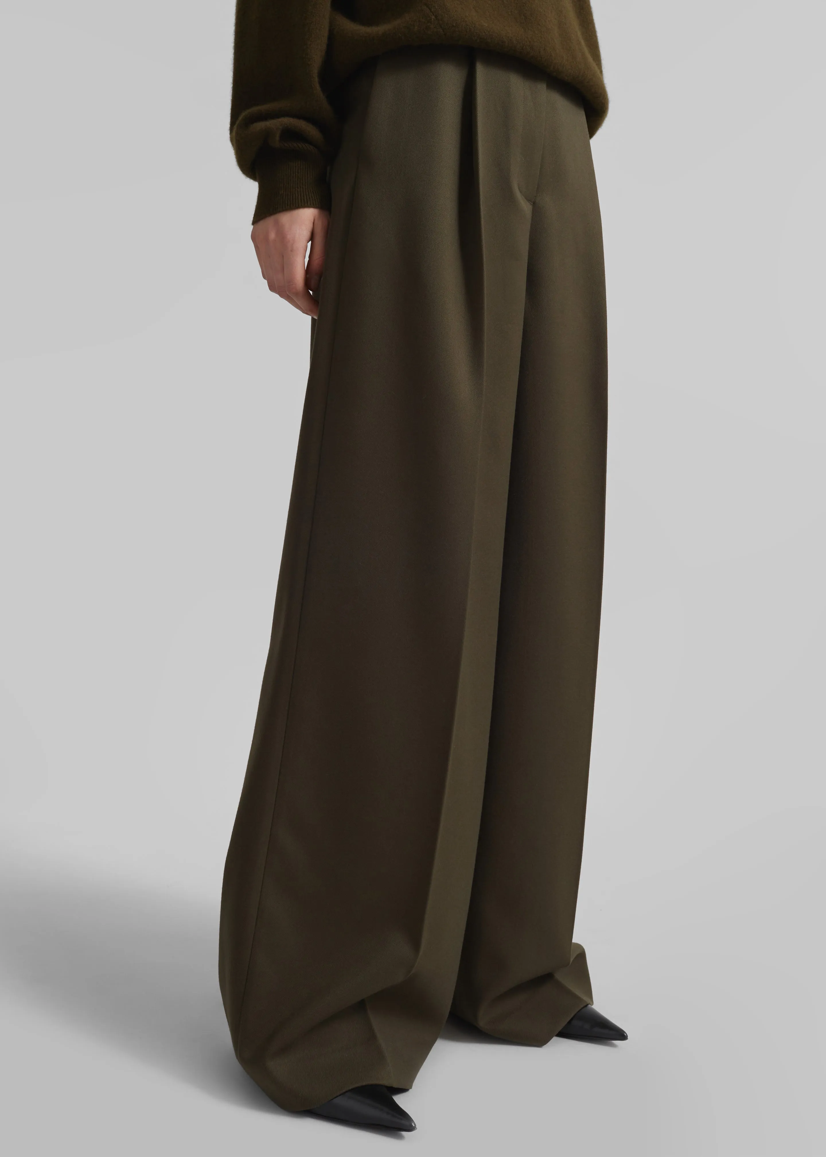 Kamila Wide Leg Trousers - Khaki sold by Frankie Shop product image thumbnail 3