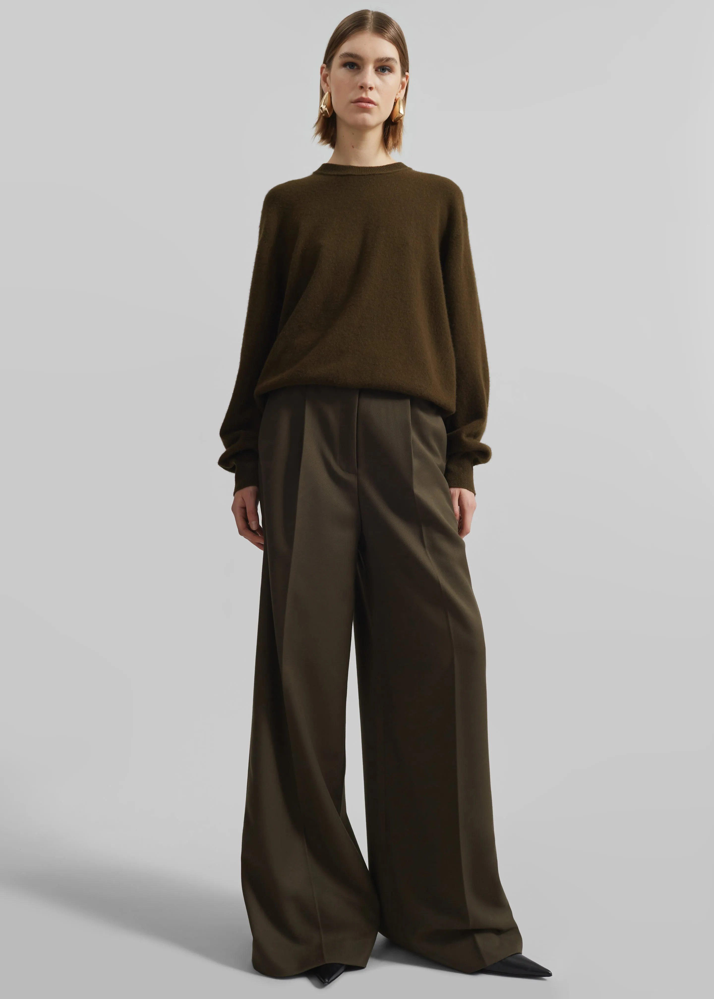 Kamila Wide Leg Trousers - Khaki sold by Frankie Shop product image thumbnail 2