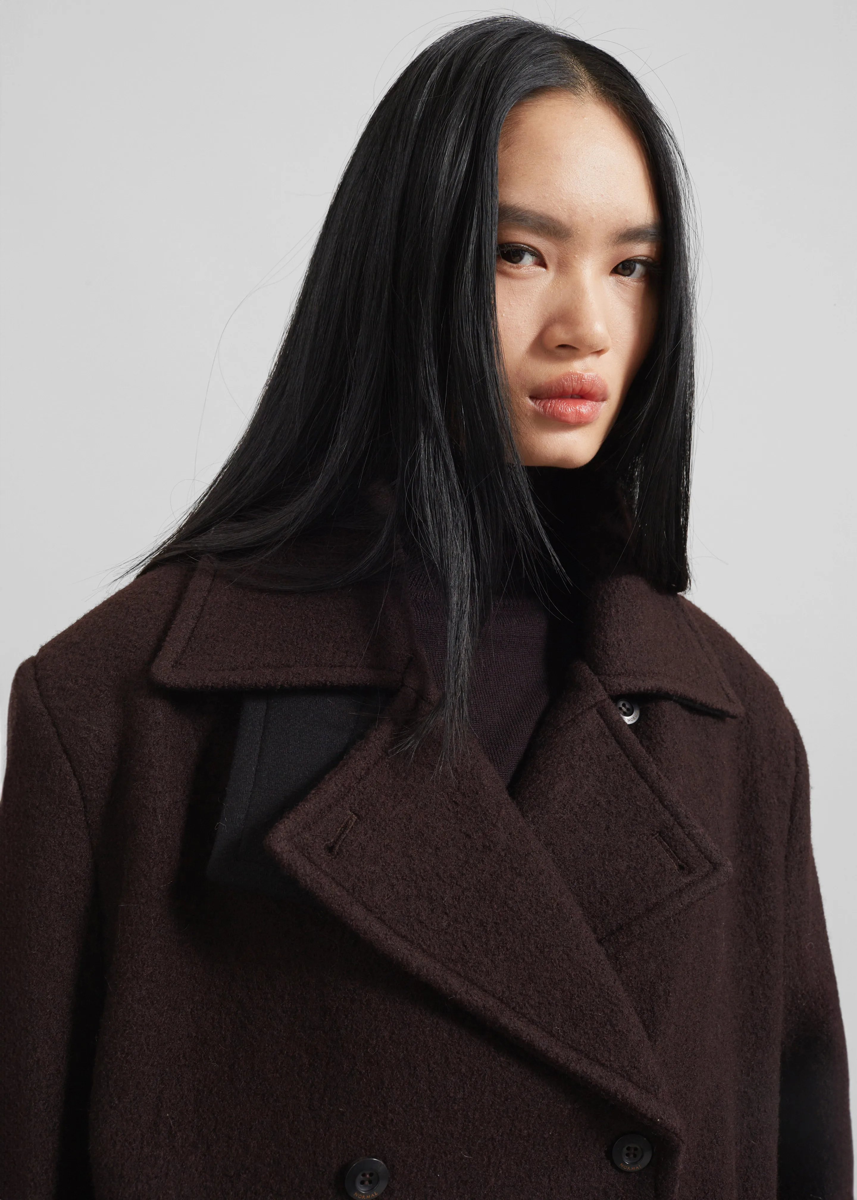 Hallen Double Breasted Wool Coat - Brown sold by Frankie Shop product image thumbnail 4