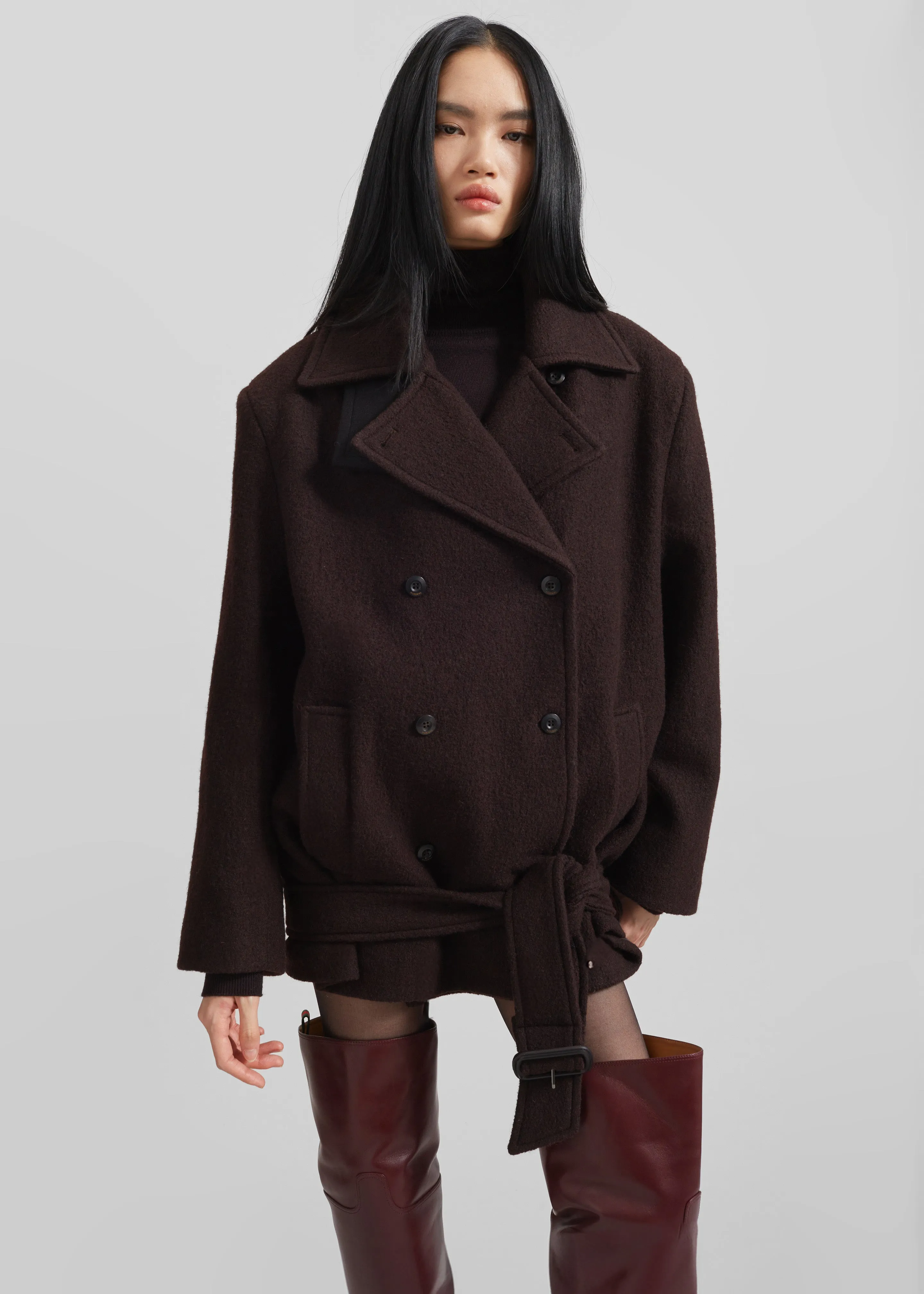 Hallen Double Breasted Wool Coat - Brown sold by Frankie Shop