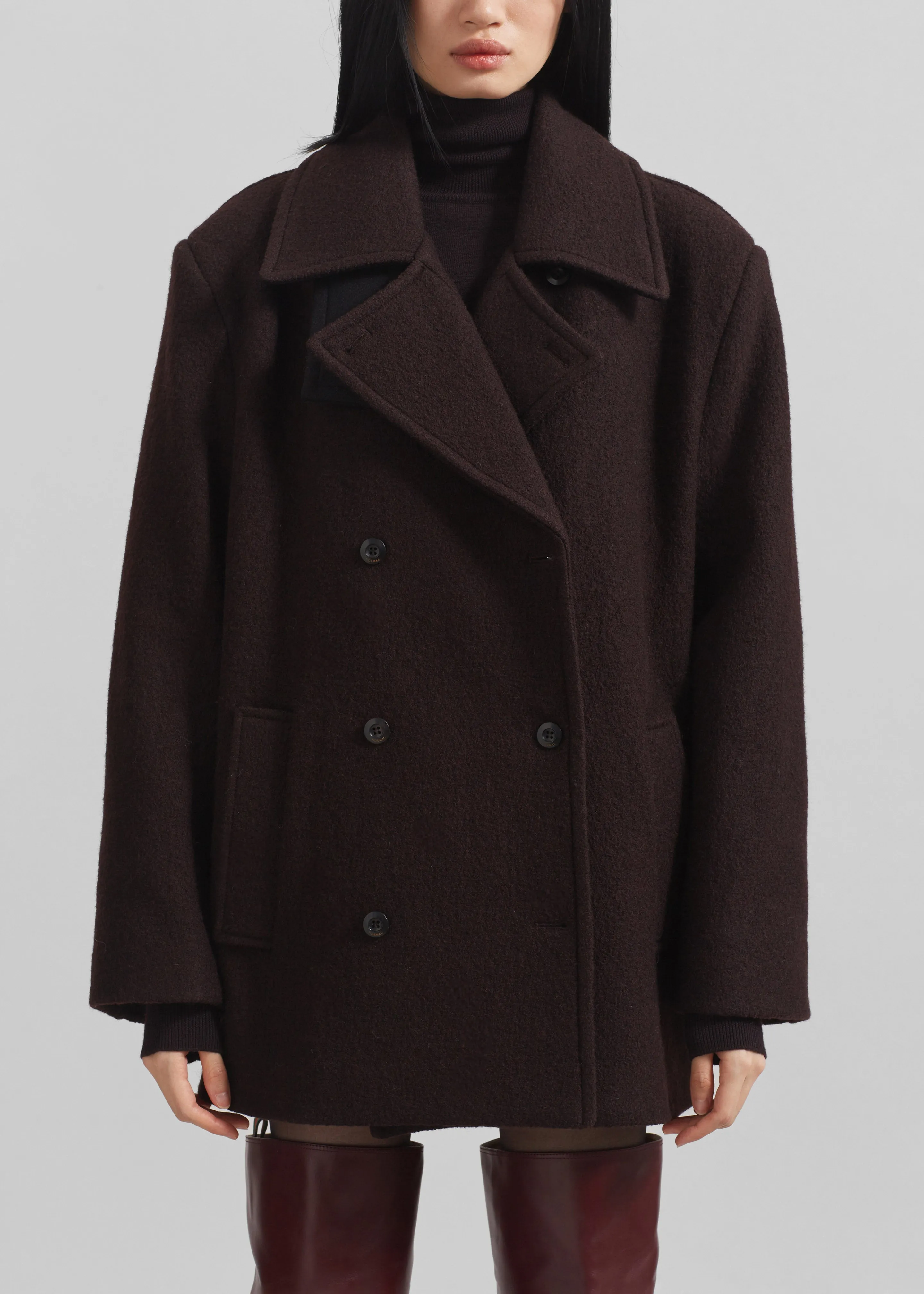Hallen Double Breasted Wool Coat - Brown sold by Frankie Shop product image thumbnail 3