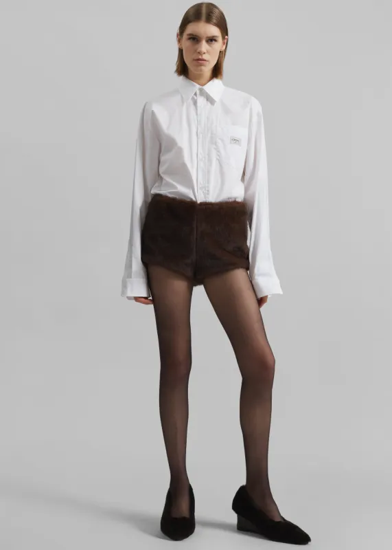 Banff Faux-Fur Hot Pants - Brown sold by Frankie Shop