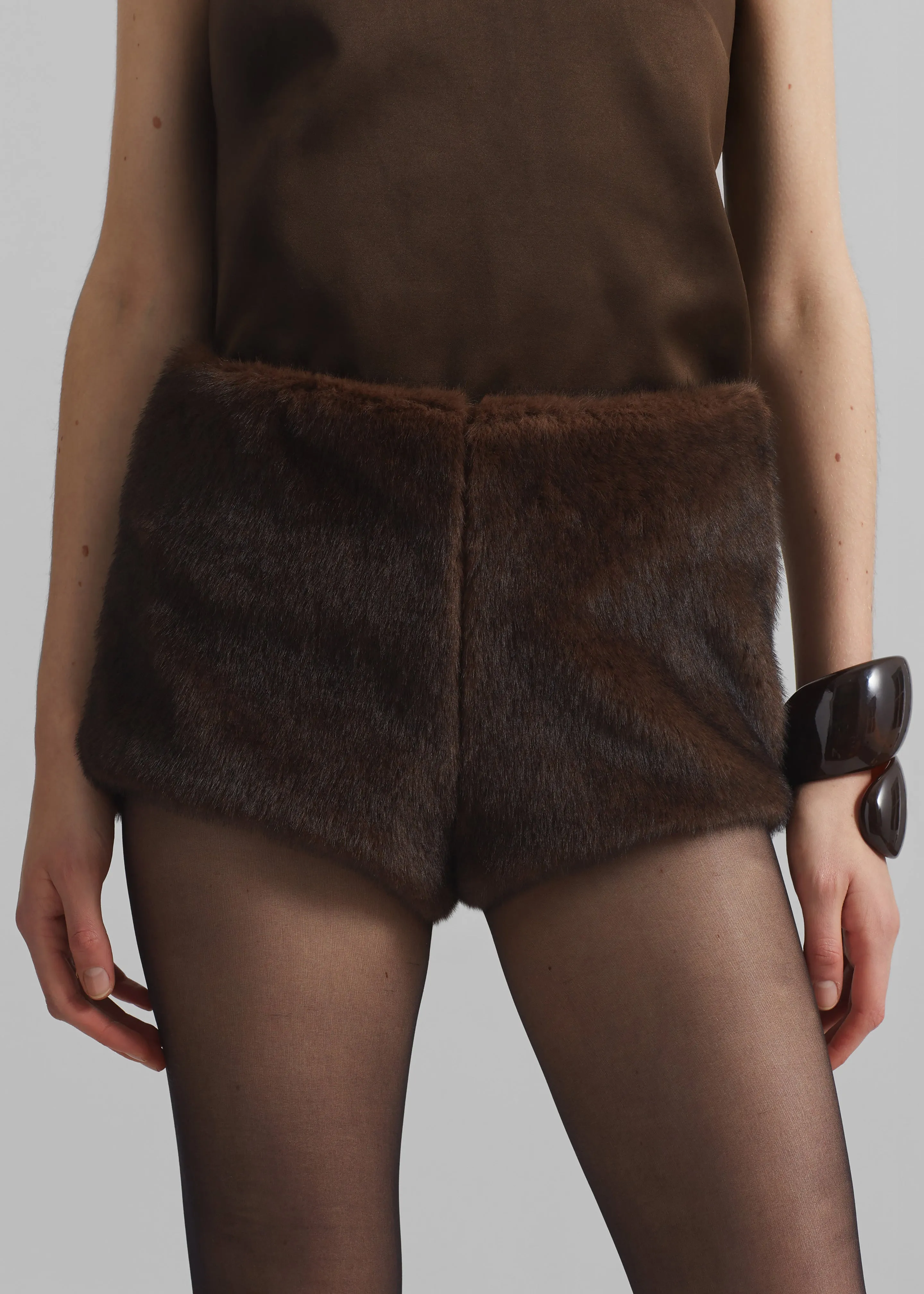 Banff Faux-Fur Hot Pants - Brown sold by Frankie Shop product image thumbnail 3