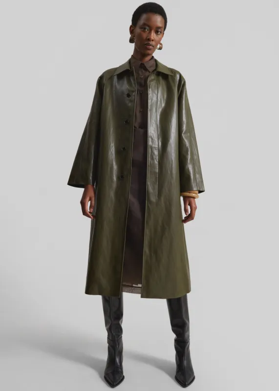 Skane Faux Leather Trench - Khaki sold by Frankie Shop