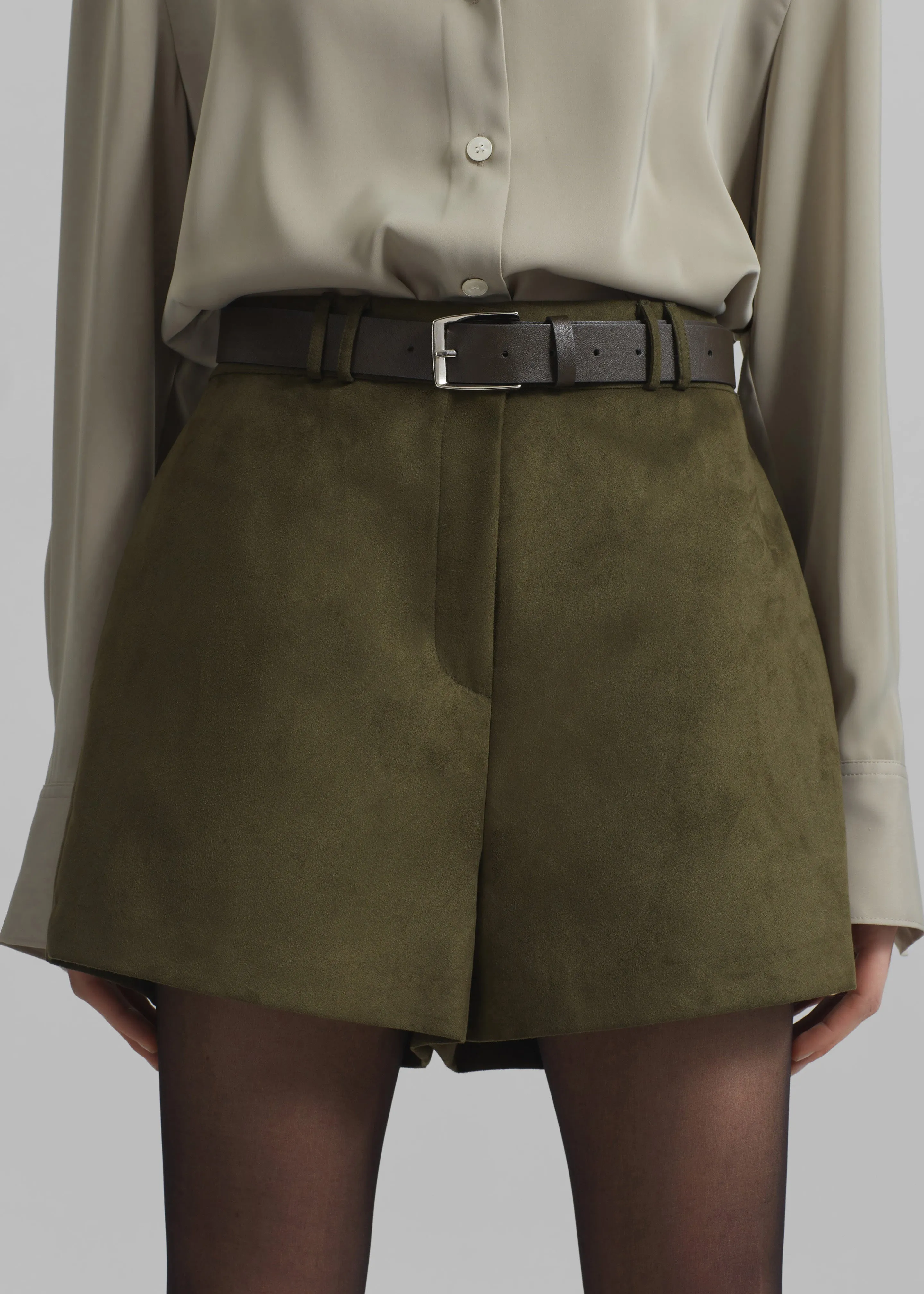 Merida Faux Suede Shorts - Khaki sold by Frankie Shop product image thumbnail 3