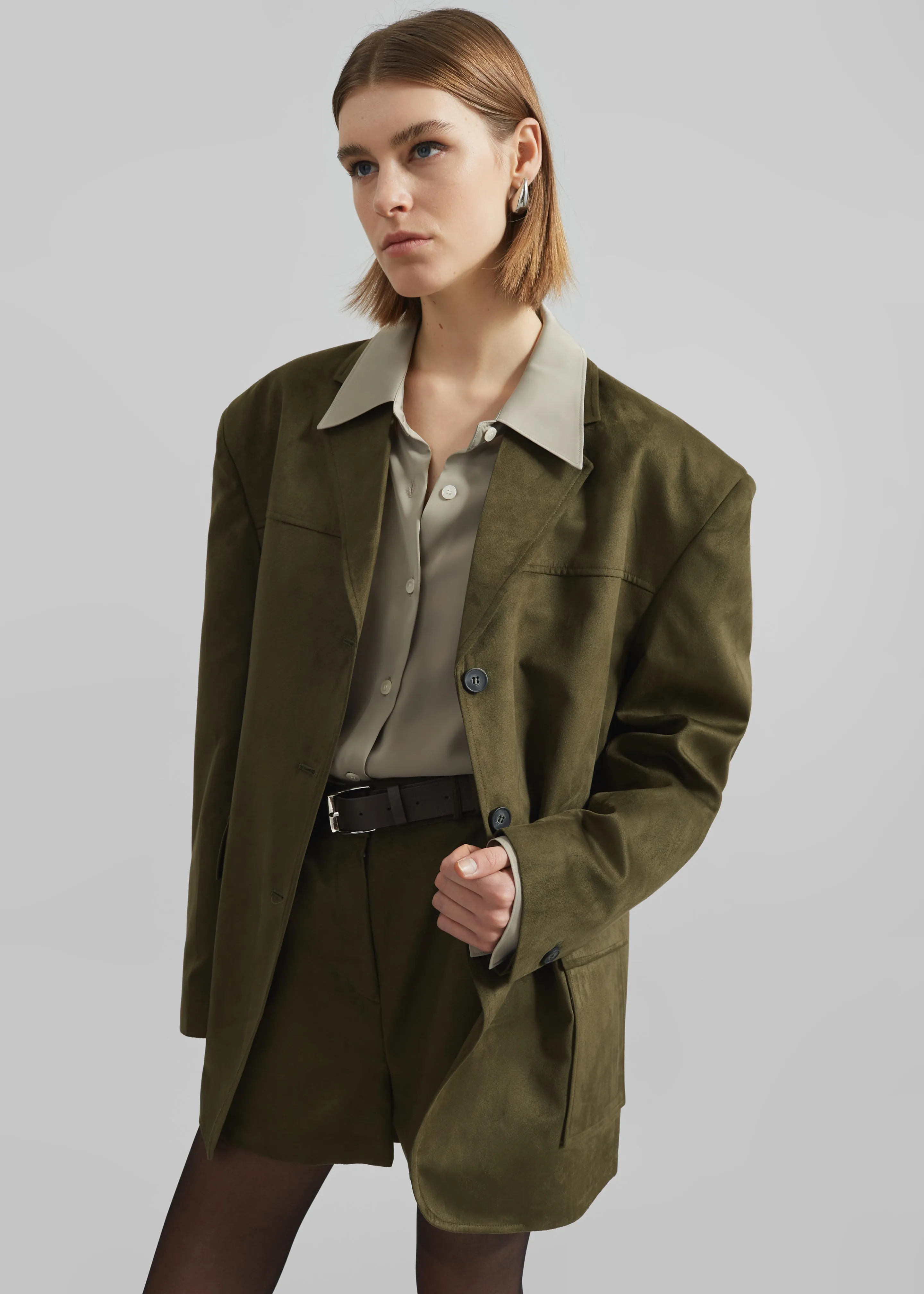 Merida Faux Suede Shorts - Khaki sold by Frankie Shop product image thumbnail 5