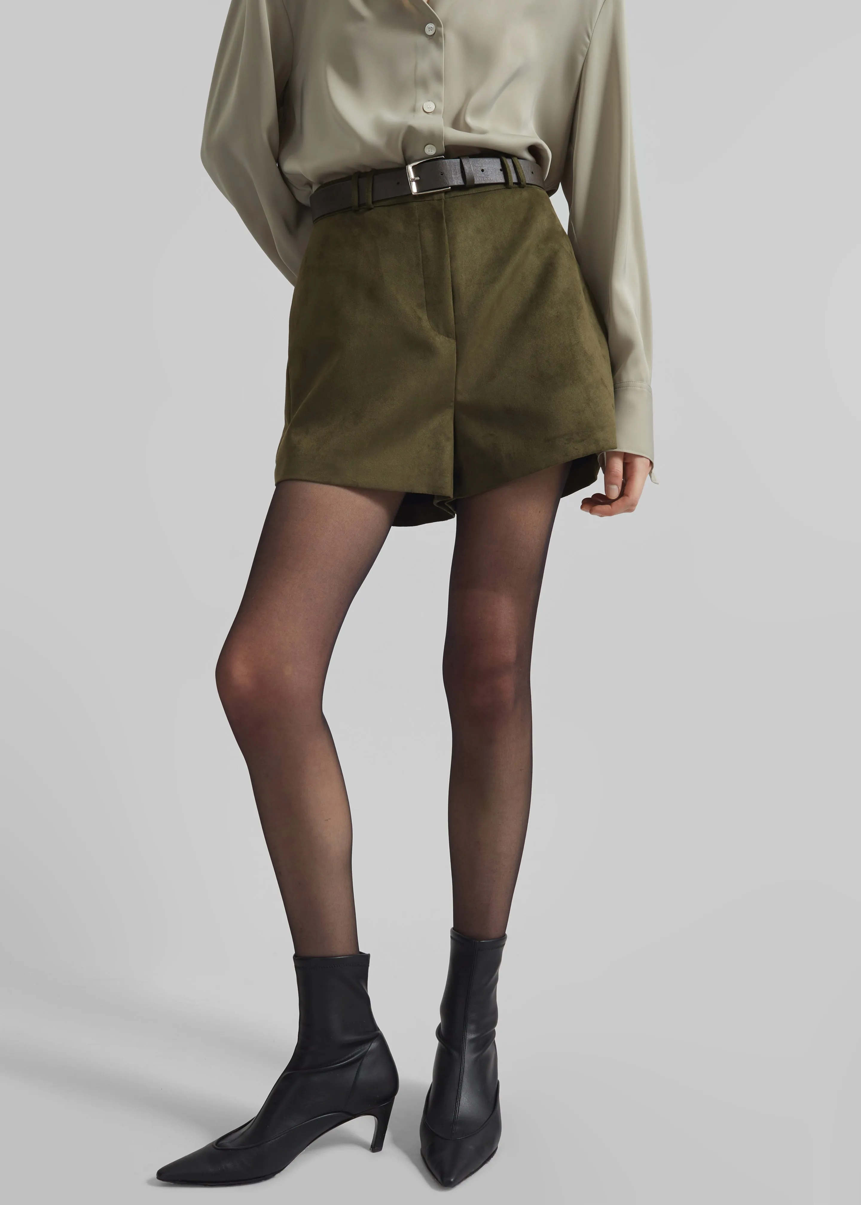 Merida Faux Suede Shorts - Khaki sold by Frankie Shop product image thumbnail 4