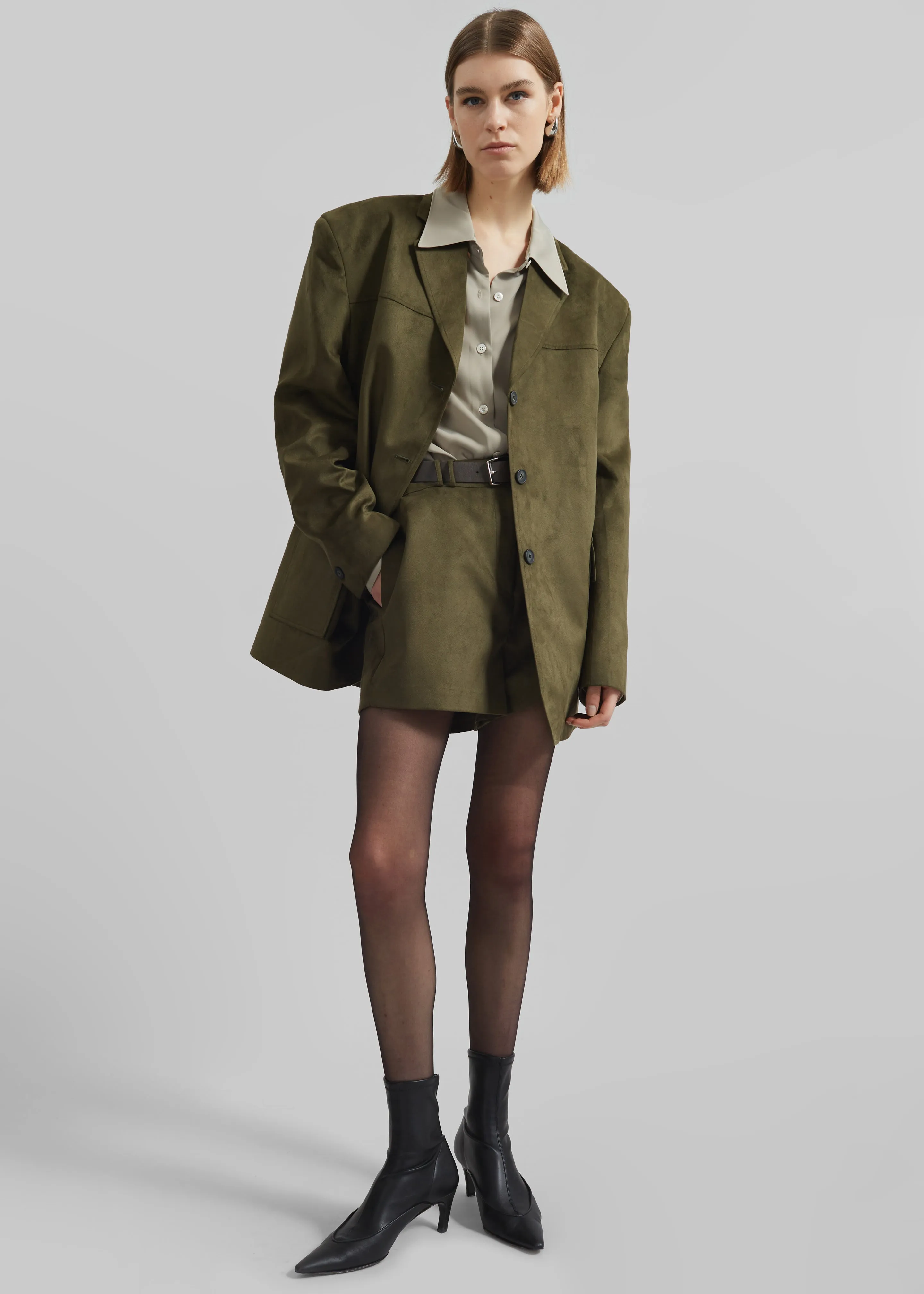 Merida Faux Suede Shorts - Khaki sold by Frankie Shop