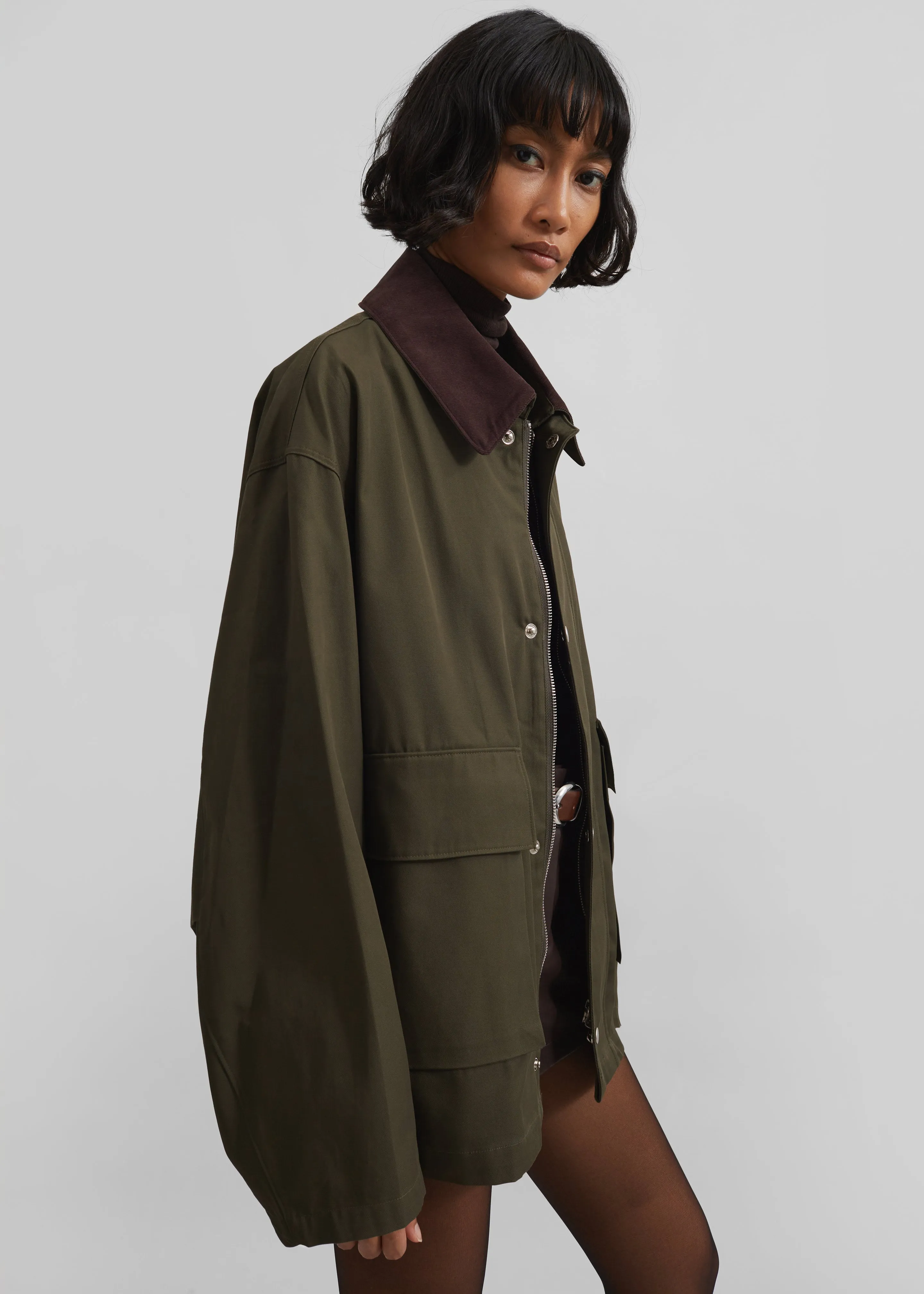 Norven Contrast Collar Utility Jacket - Khaki sold by Frankie Shop product image thumbnail 3