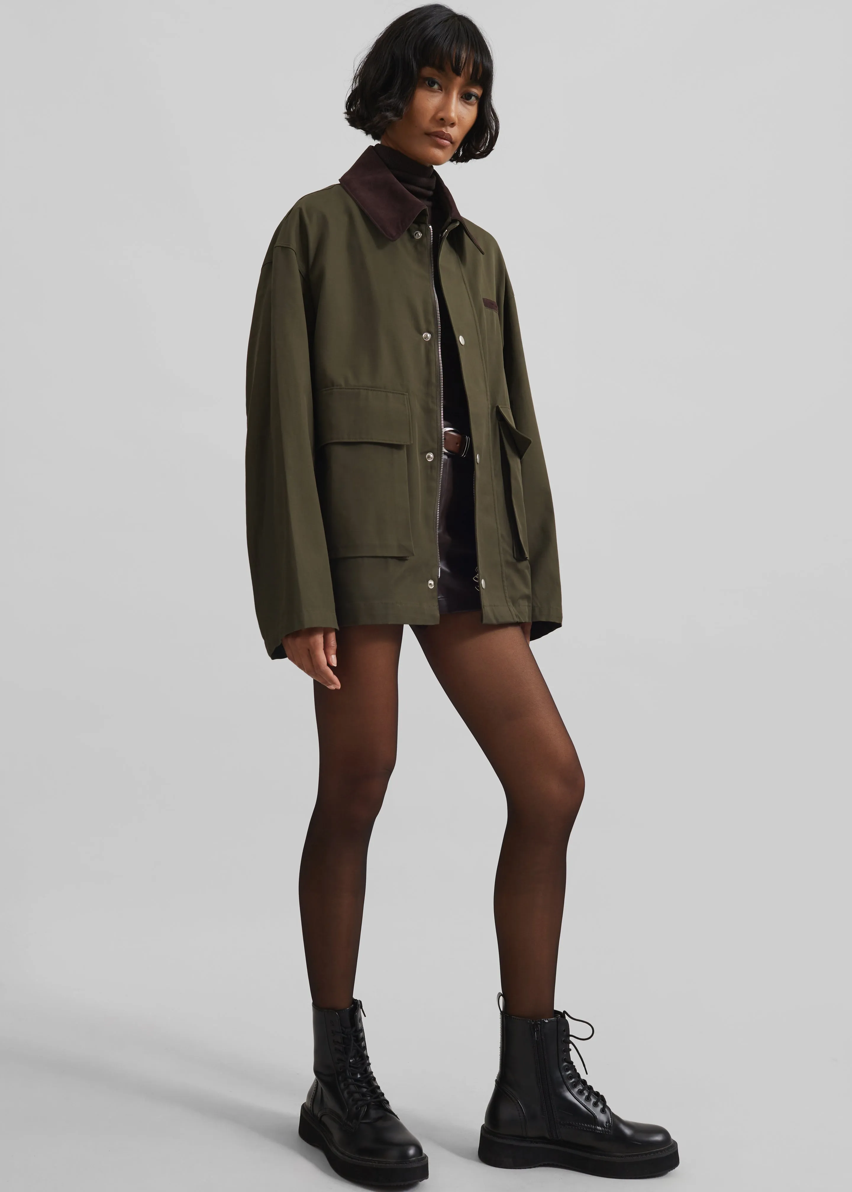 Norven Contrast Collar Utility Jacket - Khaki sold by Frankie Shop product image thumbnail 2