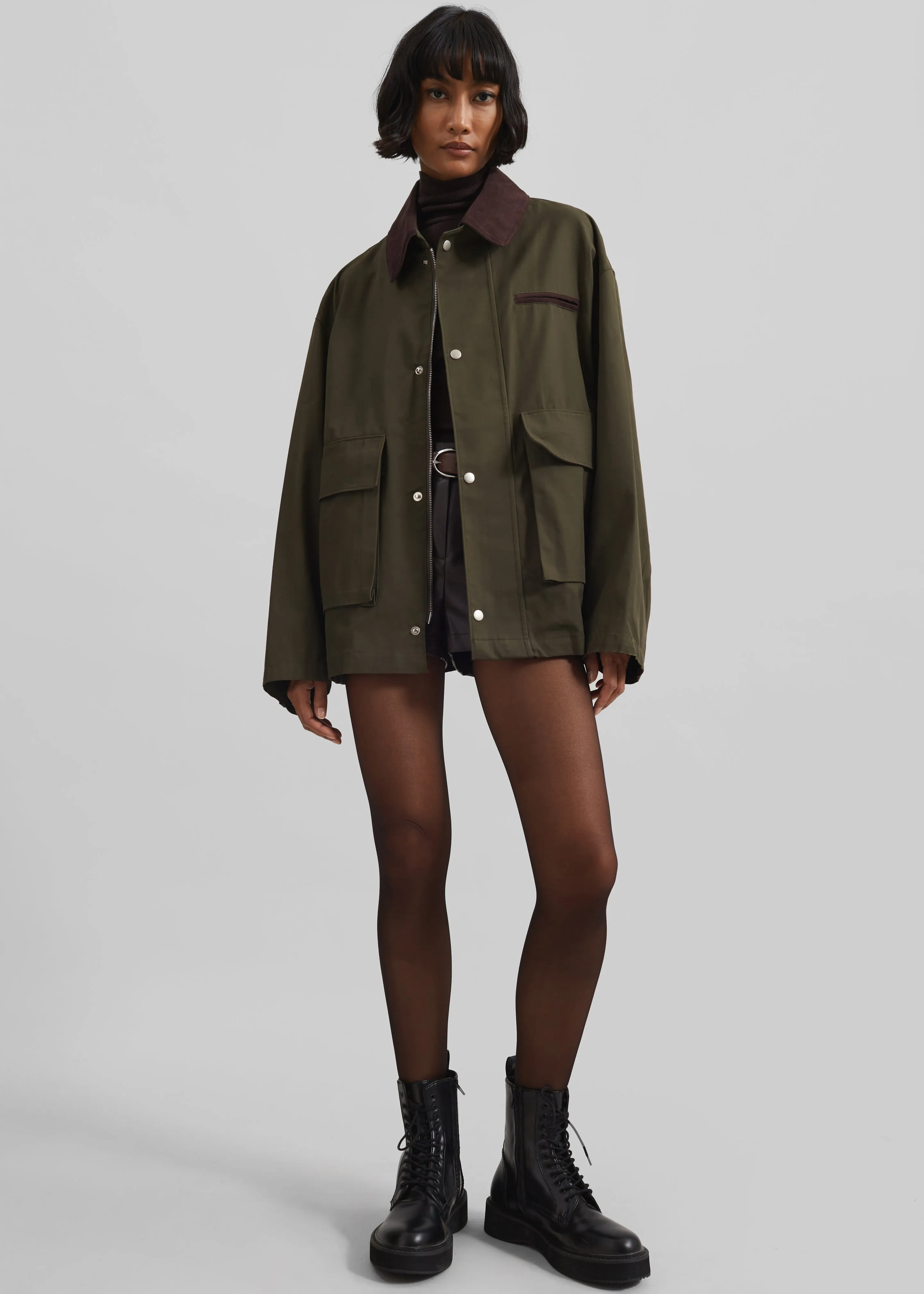 Norven Contrast Collar Utility Jacket - Khaki sold by Frankie Shop product image thumbnail 5