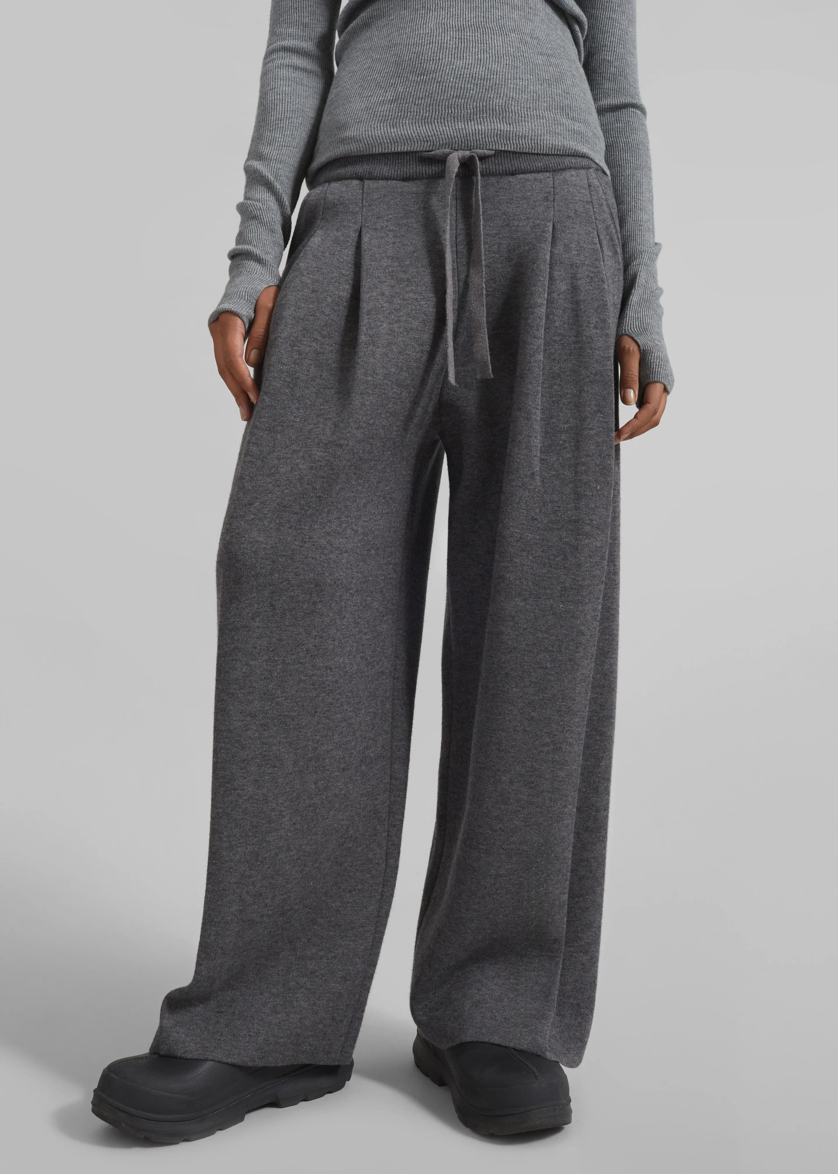 Holkham Pleated Knit Pants - Dark Grey sold by Frankie Shop