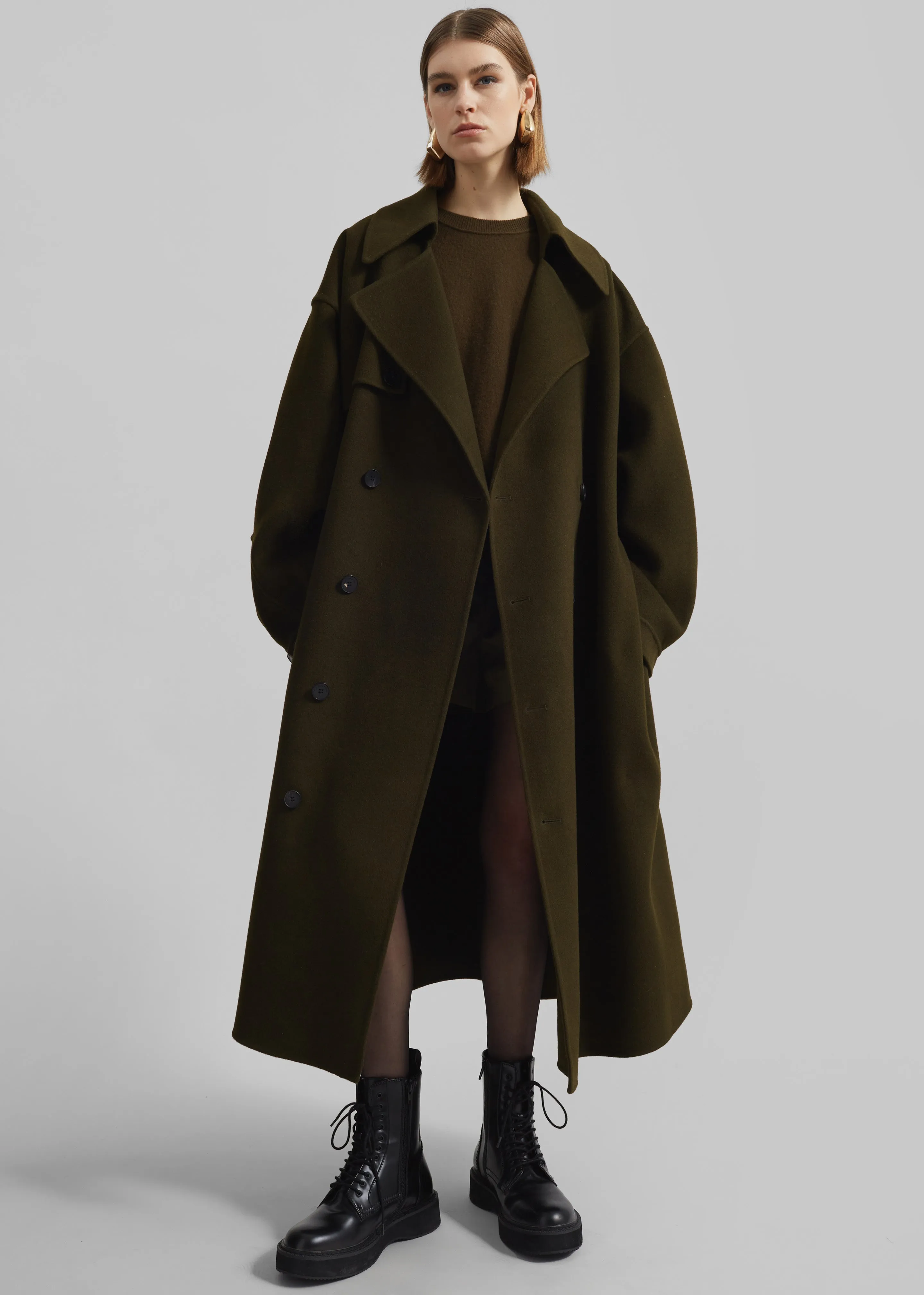 Mavis Long Coat - Khaki sold by Frankie Shop