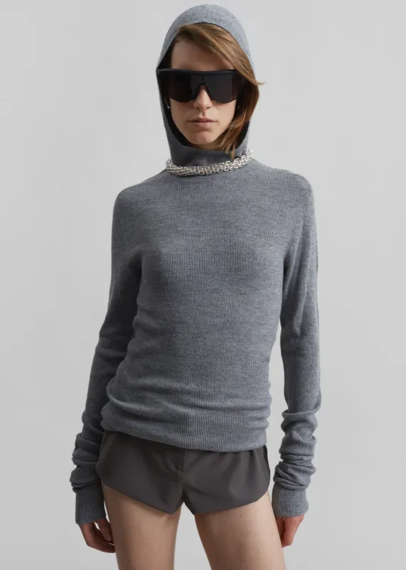 Danae Hooded Knit Top - Grey sold by Frankie Shop