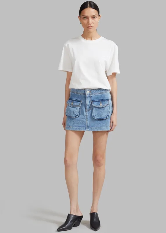 Thela Pocket Denim Skirt - Blue Wash sold by Frankie Shop