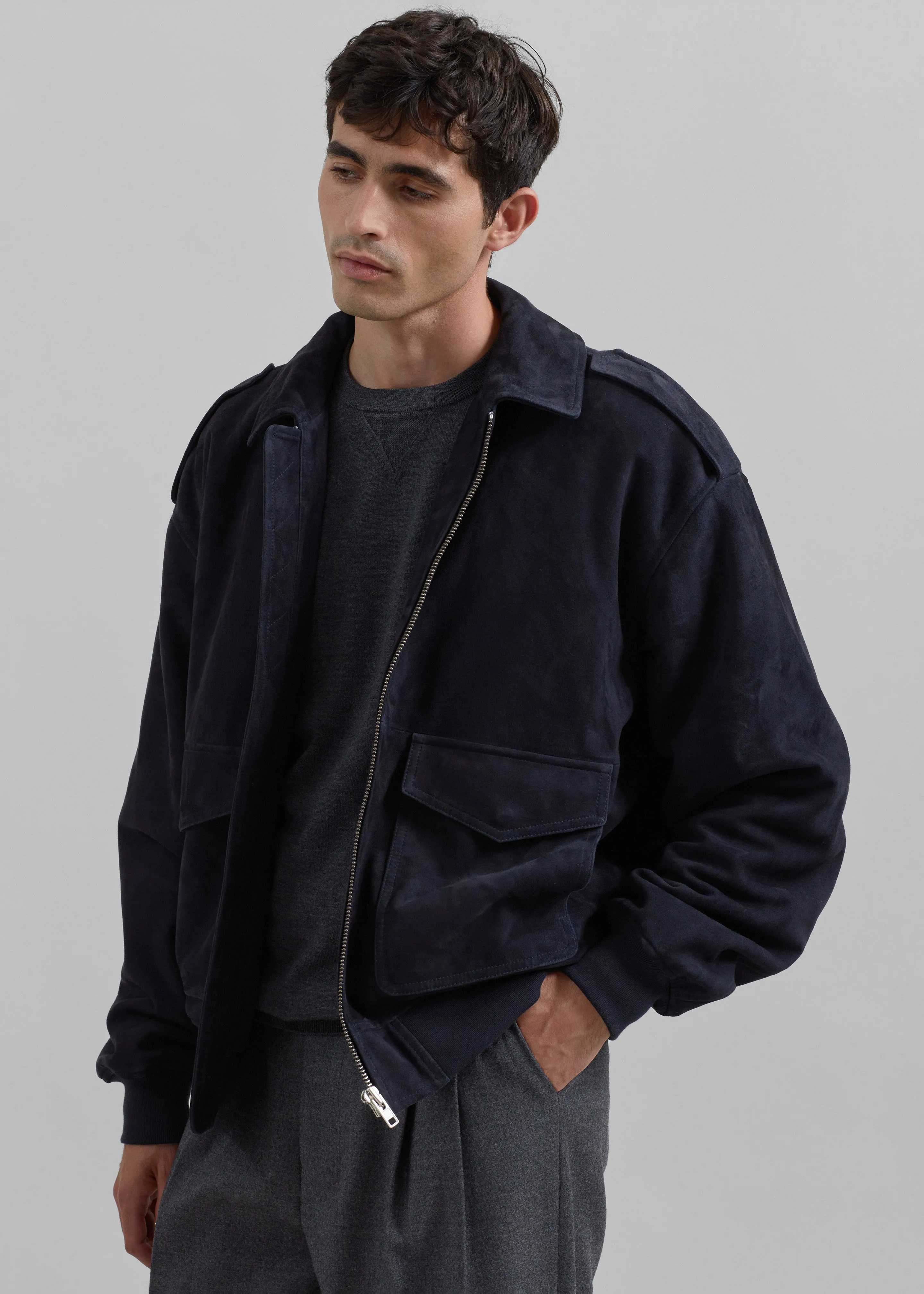 Viper Suede Jacket - Navy sold by Frankie Shop